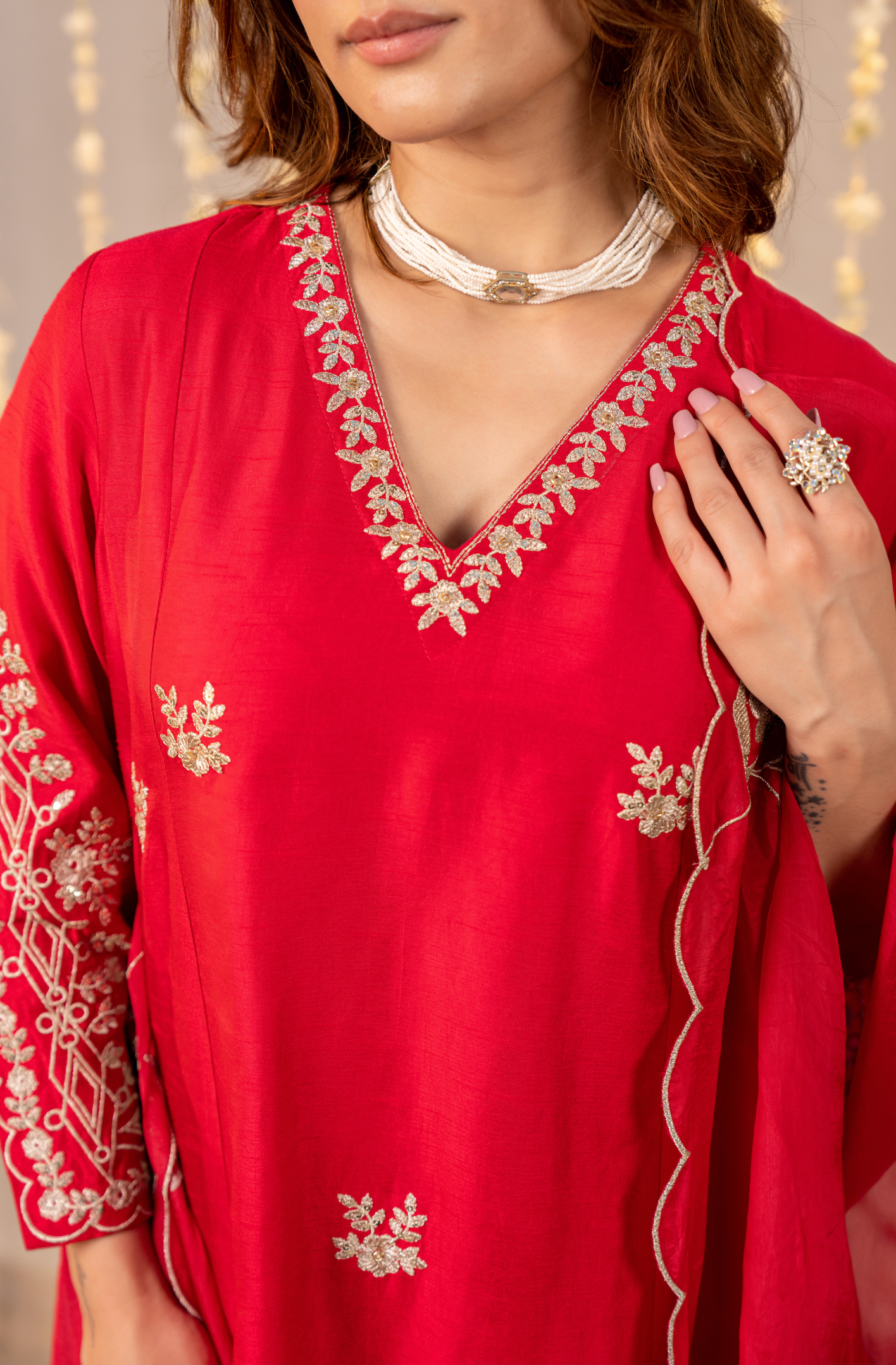 Scarlet Grace Silk Suit Set