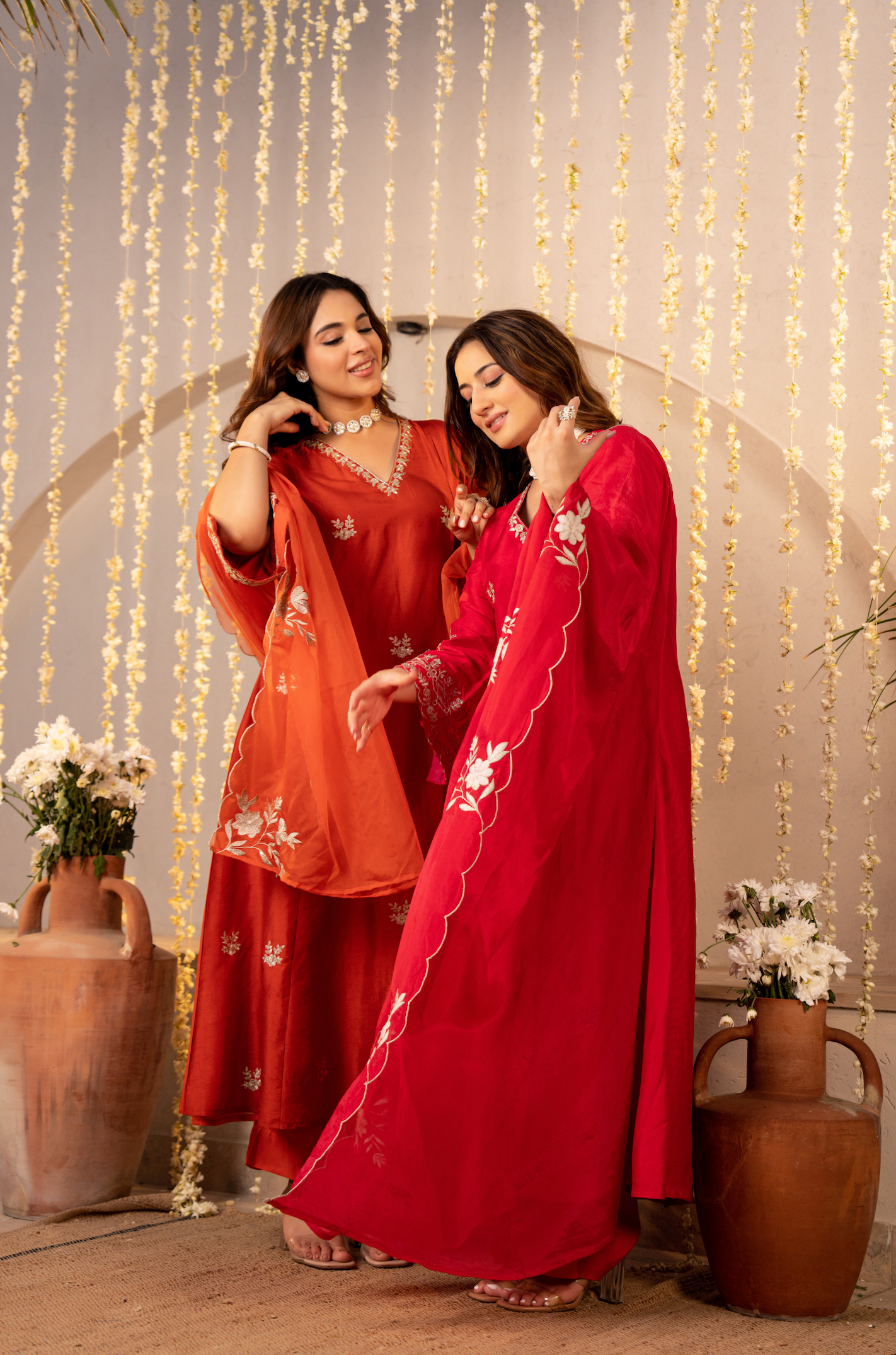 Tangerine Glow Silk Suit Set