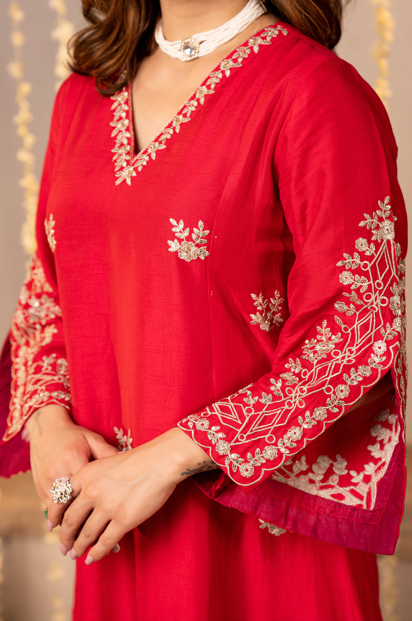 Scarlet Grace Silk Suit Set