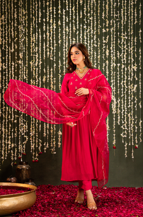 Blush Saga Crush Chanderi Suit Set