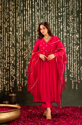 Blush Saga Crush Chanderi Suit Set