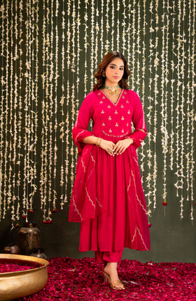 Blush Saga Crush Chanderi Suit Set