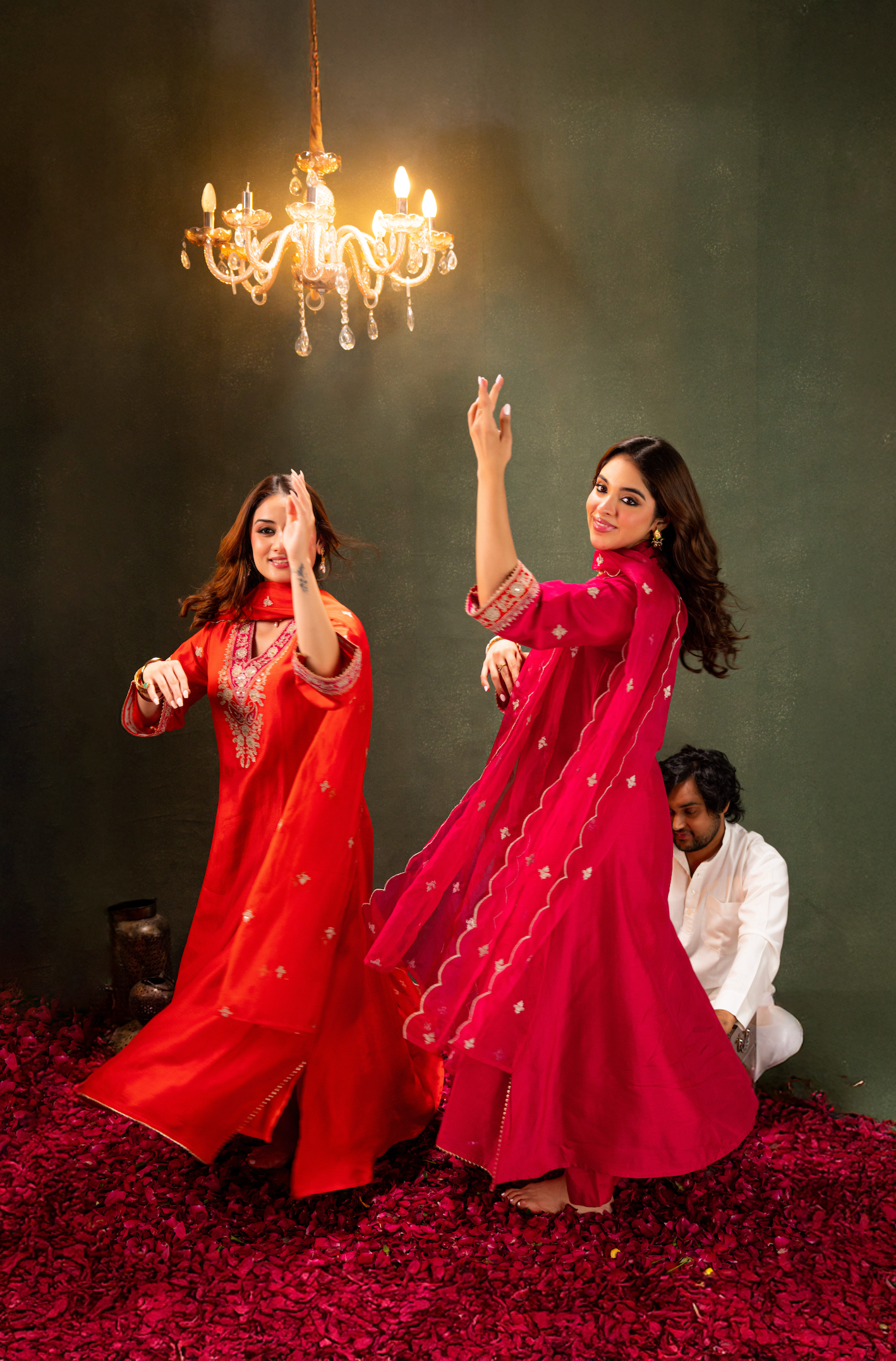 Amber Glow Silk Suit Set