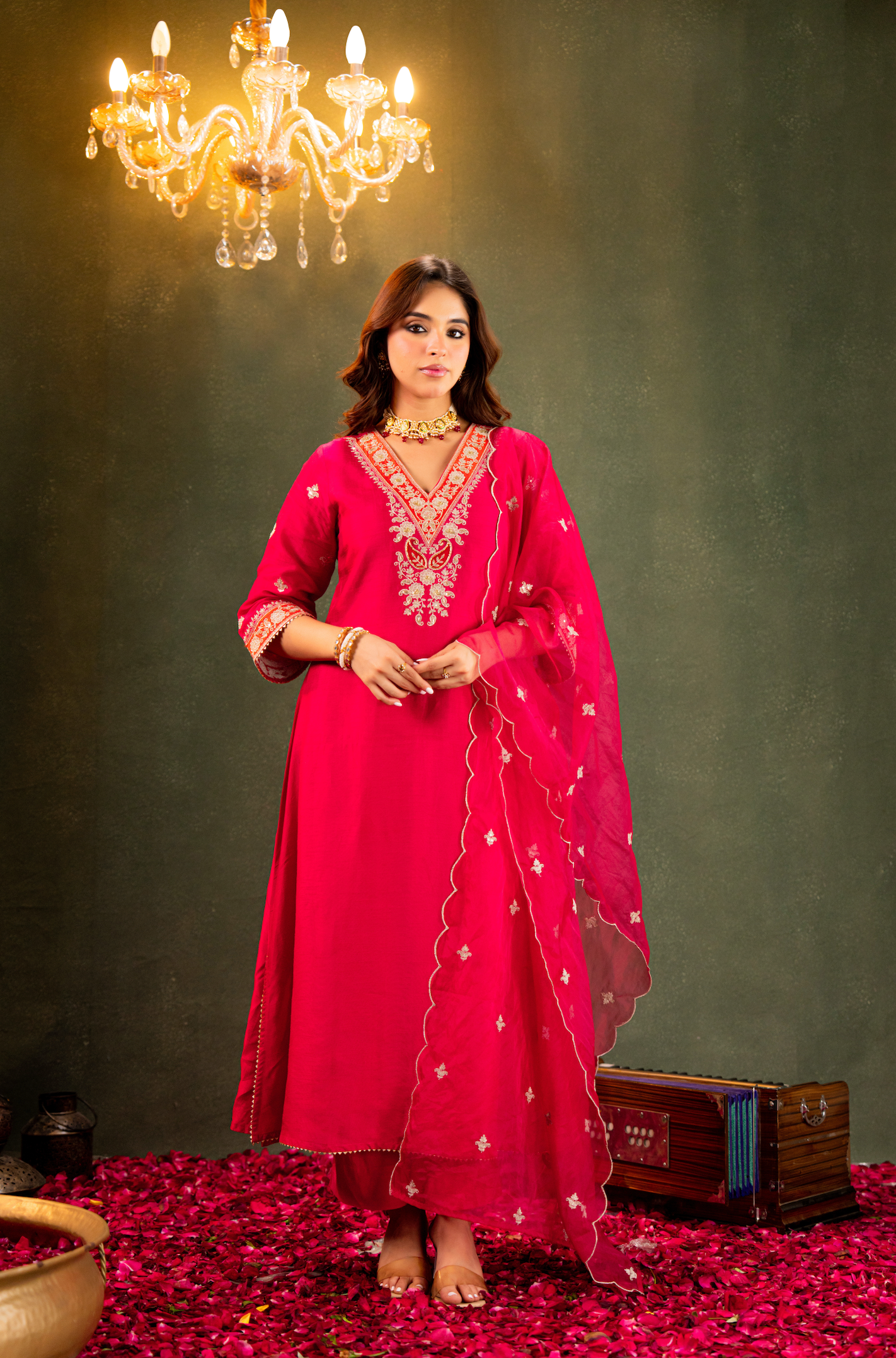 Fuchsia Noor Silk Suit Set