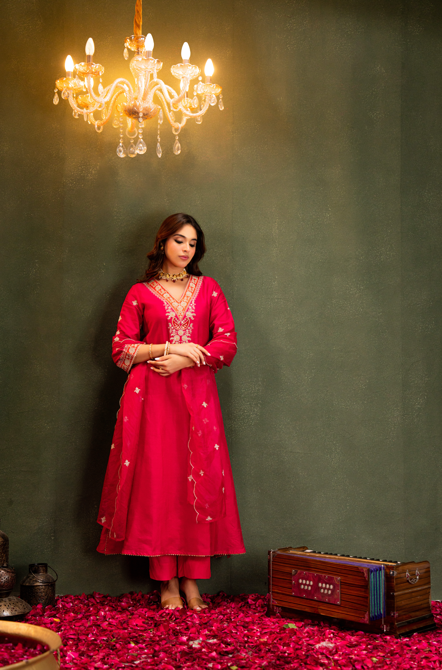 Fuchsia Noor Silk Suit Set
