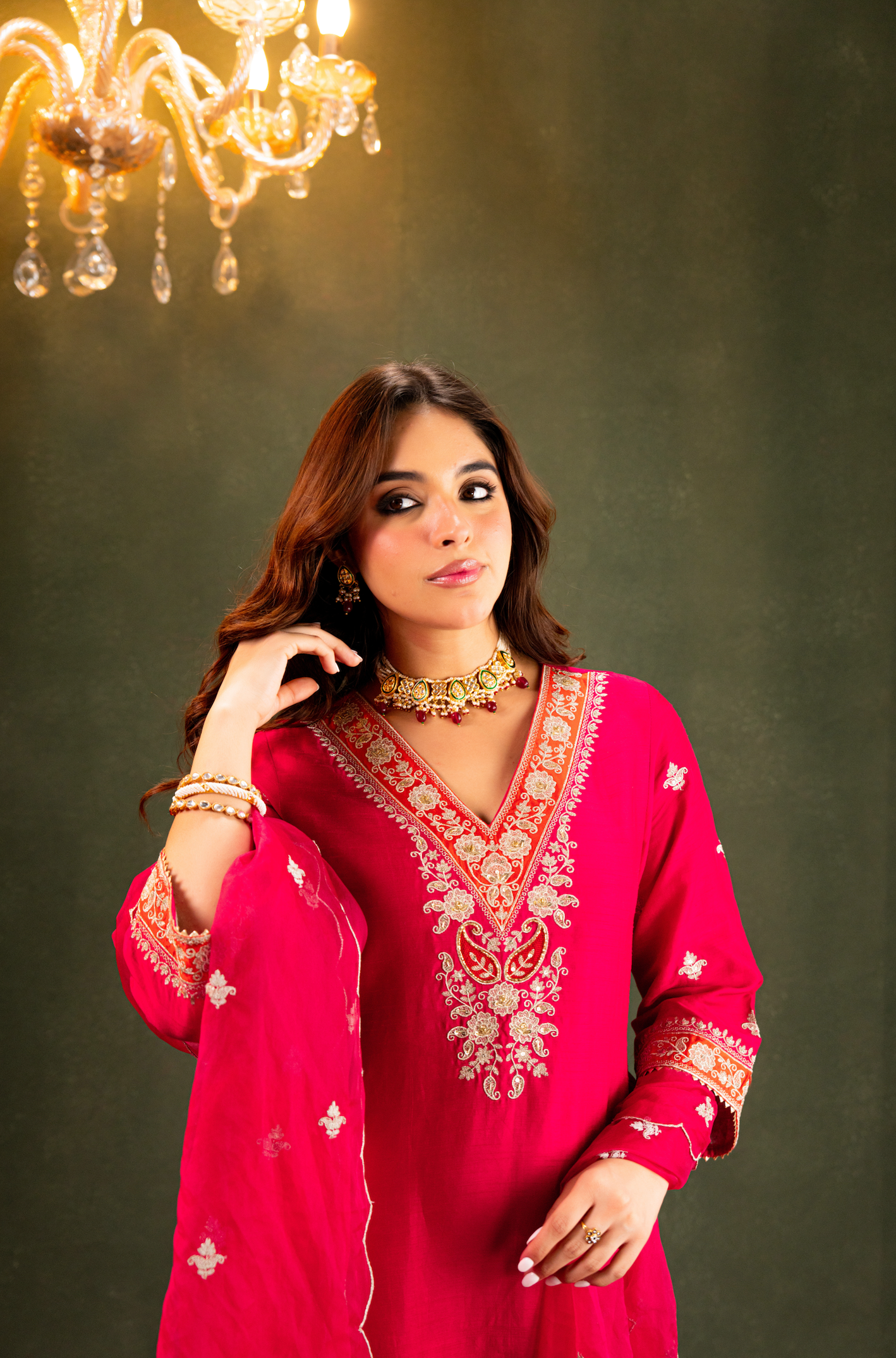 Fuchsia Noor Silk Suit Set