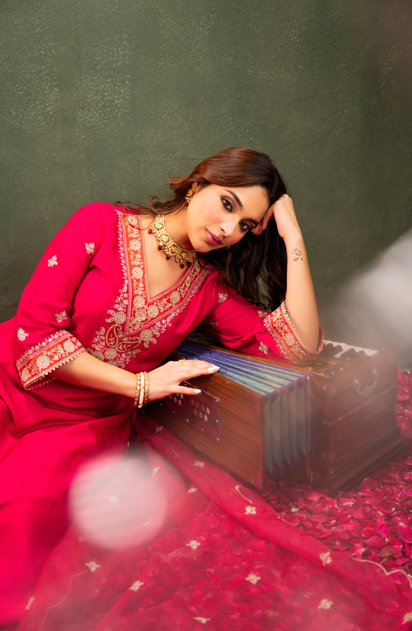 Fuchsia Noor Silk Suit Set