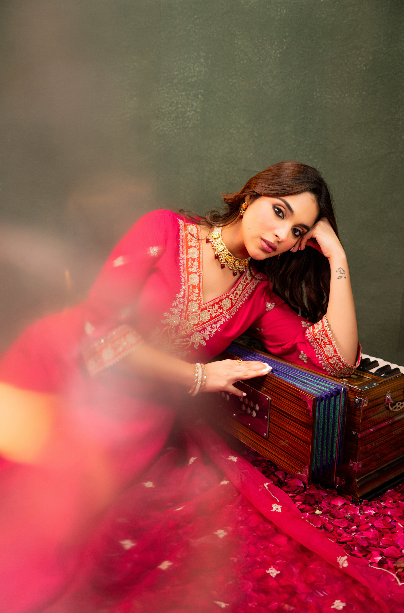 Fuchsia Noor Silk Suit Set