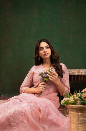 Blush Aura Silk Suit Set