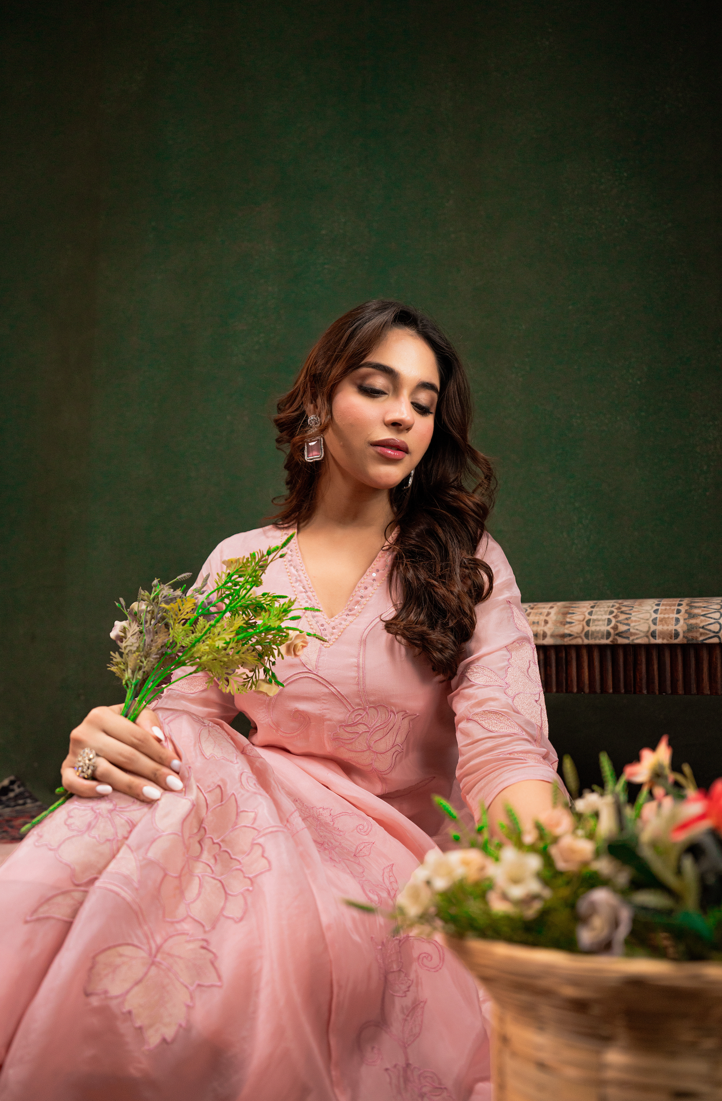 Blush Aura Silk Suit Set