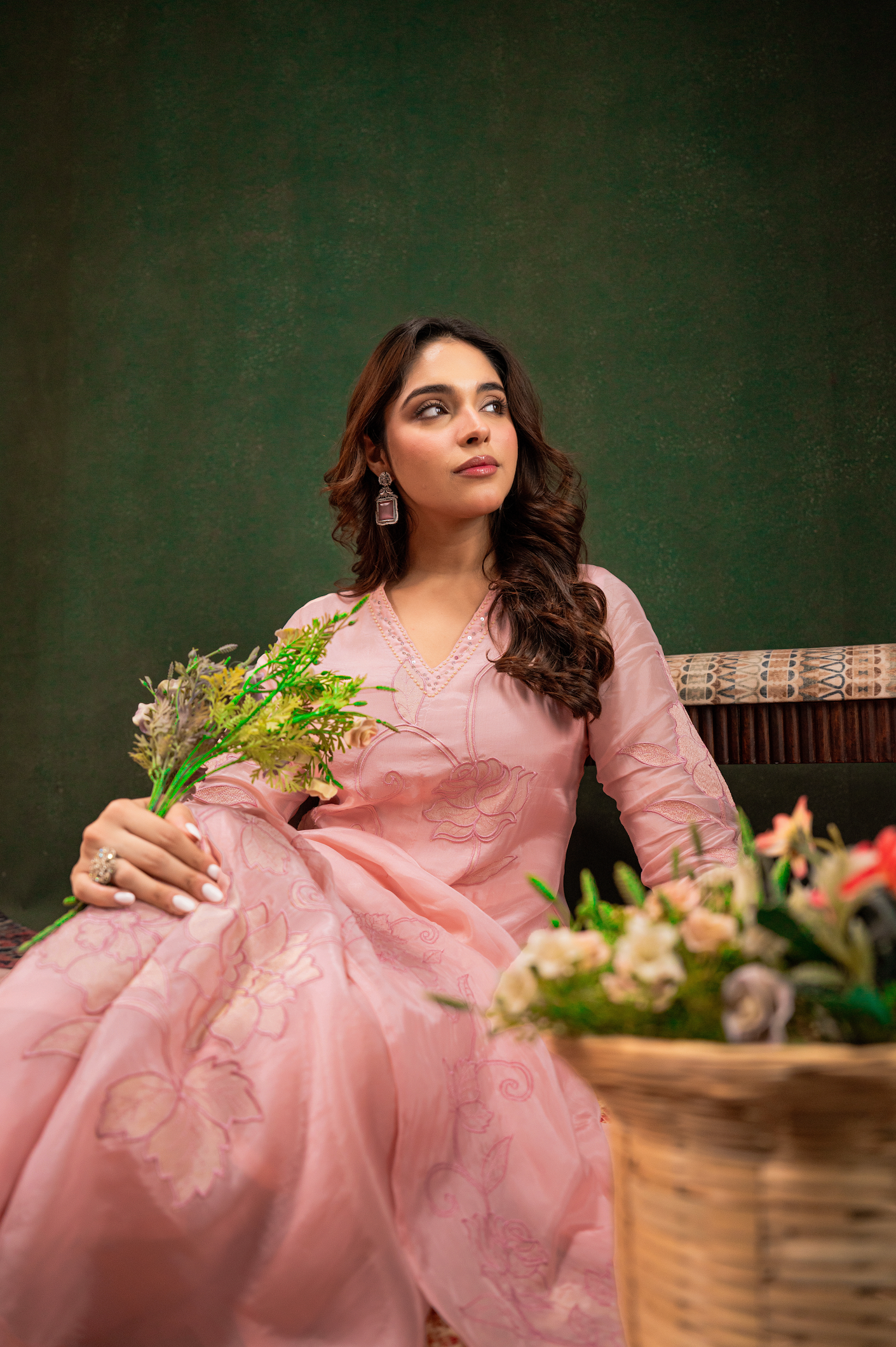 Blush Aura Silk Suit Set