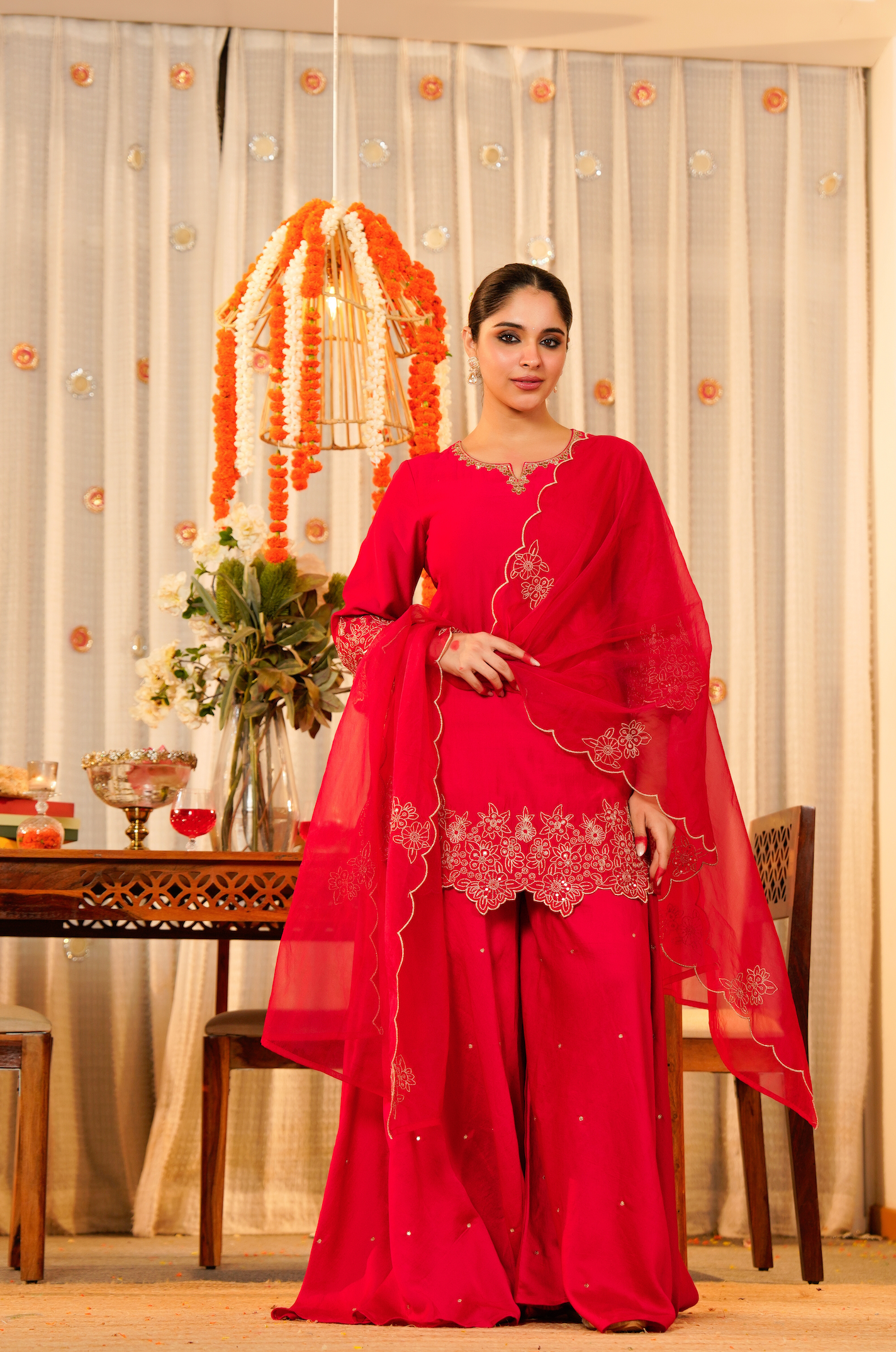 Rose Radiance Silk Suit Set