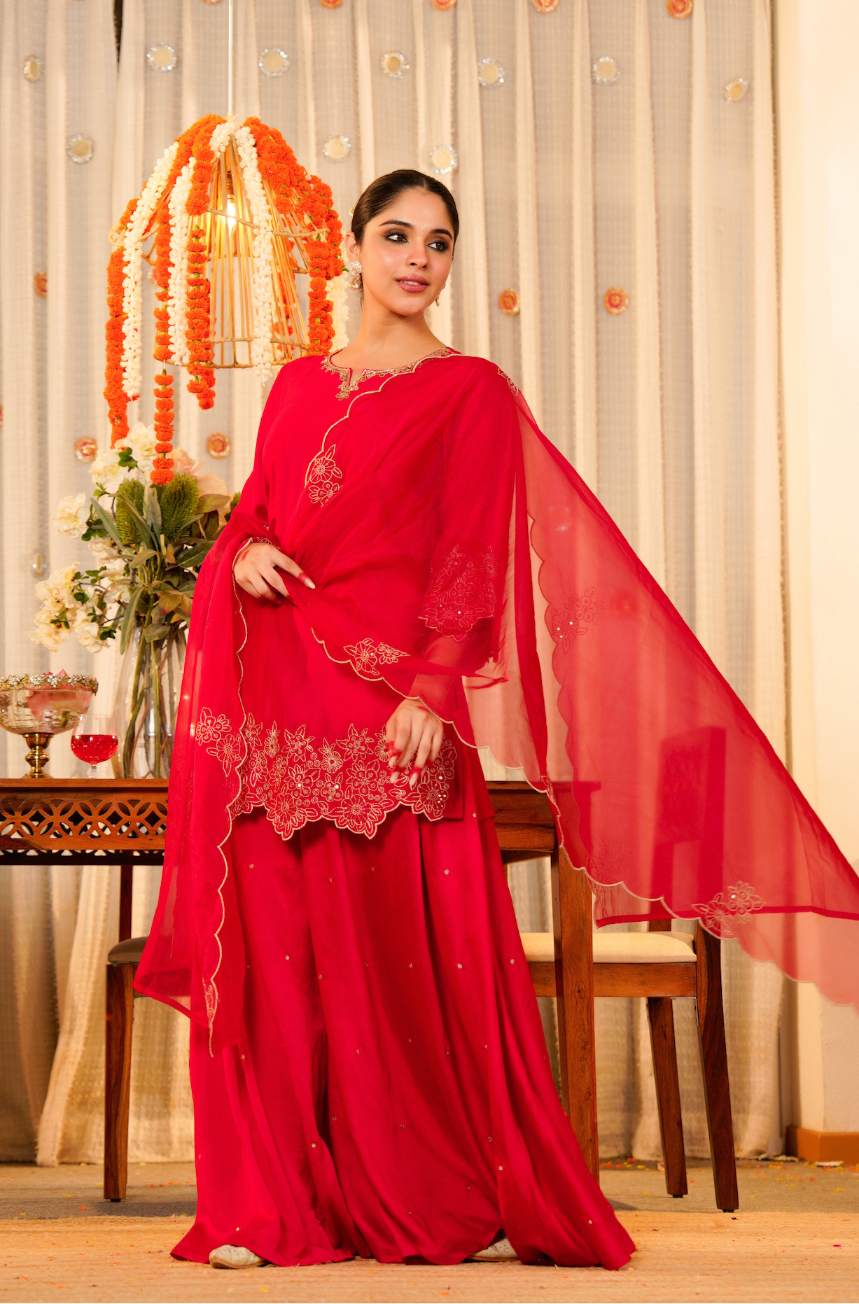 Rose Radiance Silk Suit Set