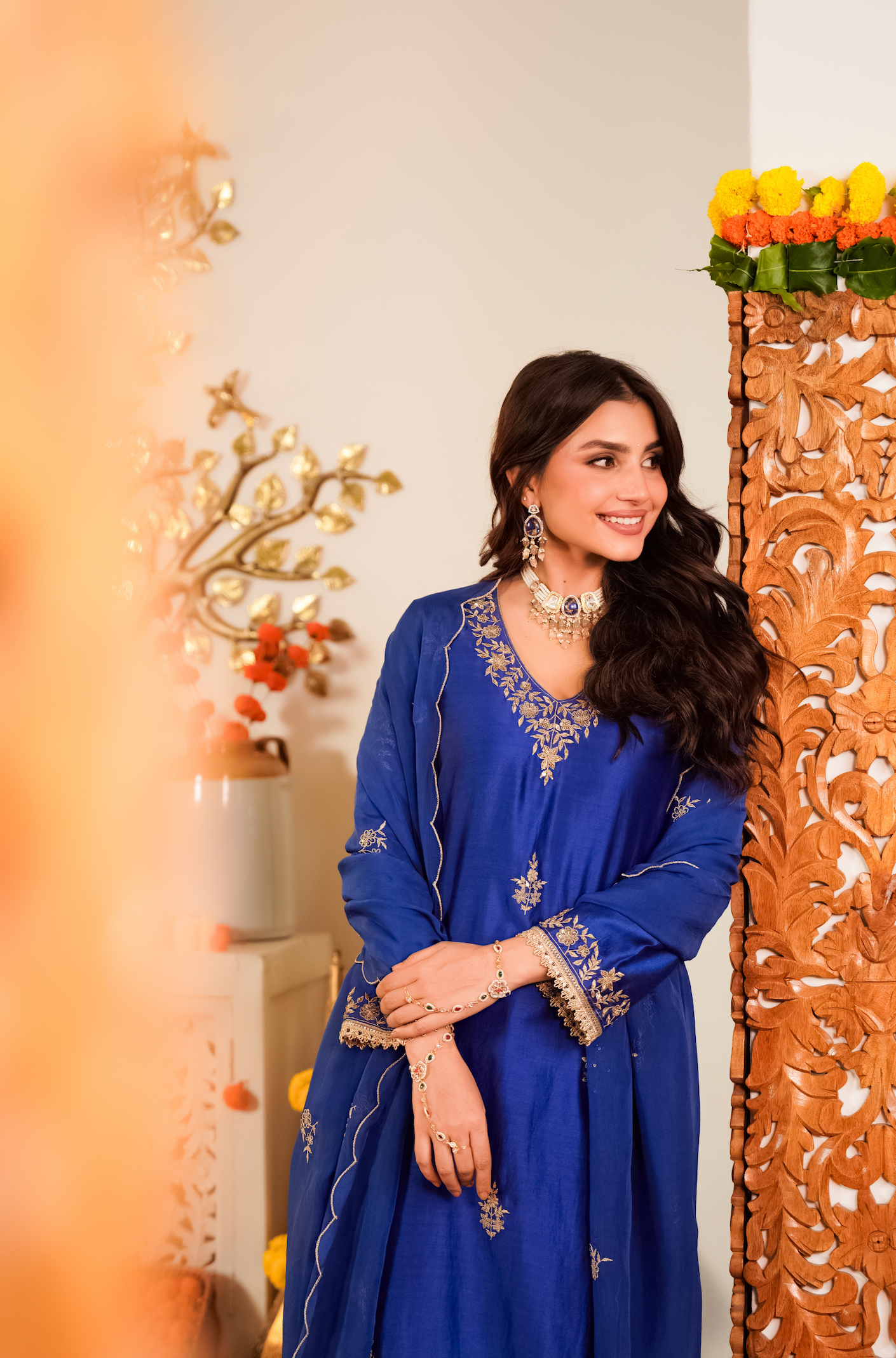 Royal Sapphire Pure Russian Silk Suit Set