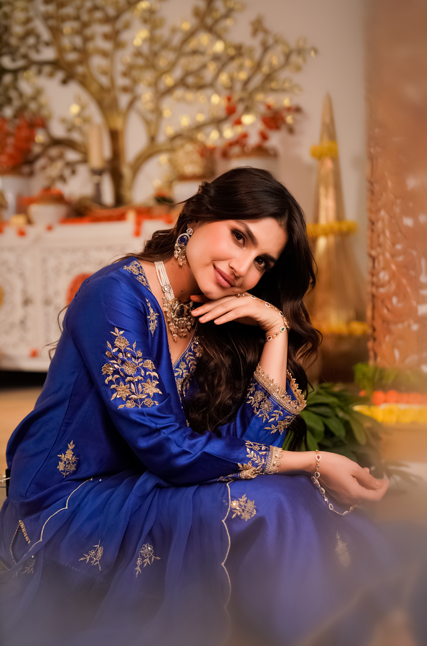 Royal Sapphire Pure Russian Silk Suit Set