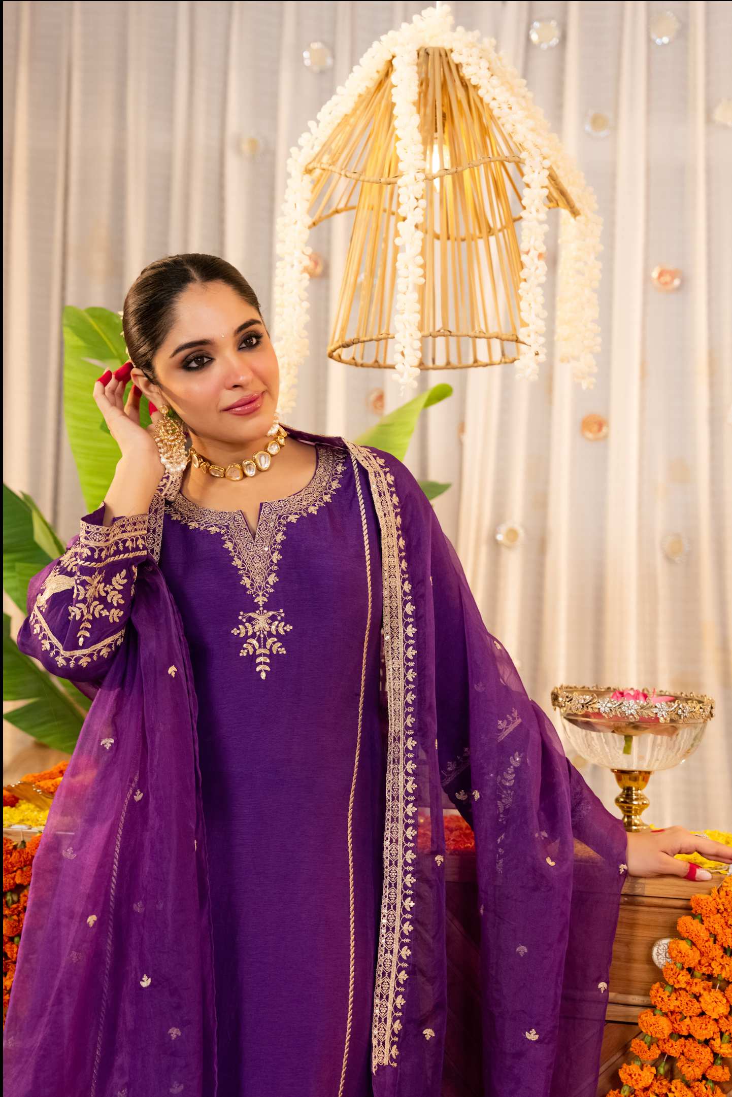 Royal Amethyst Dola Silk Suit Set
