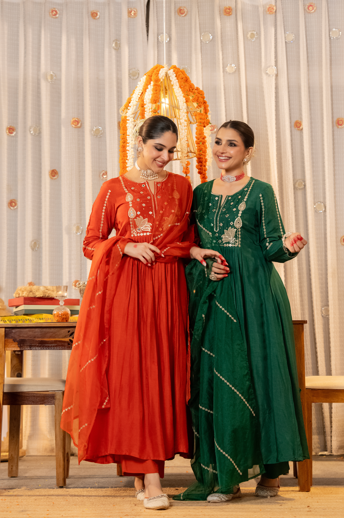 Emerald Bloom Russian Silk Suit Set