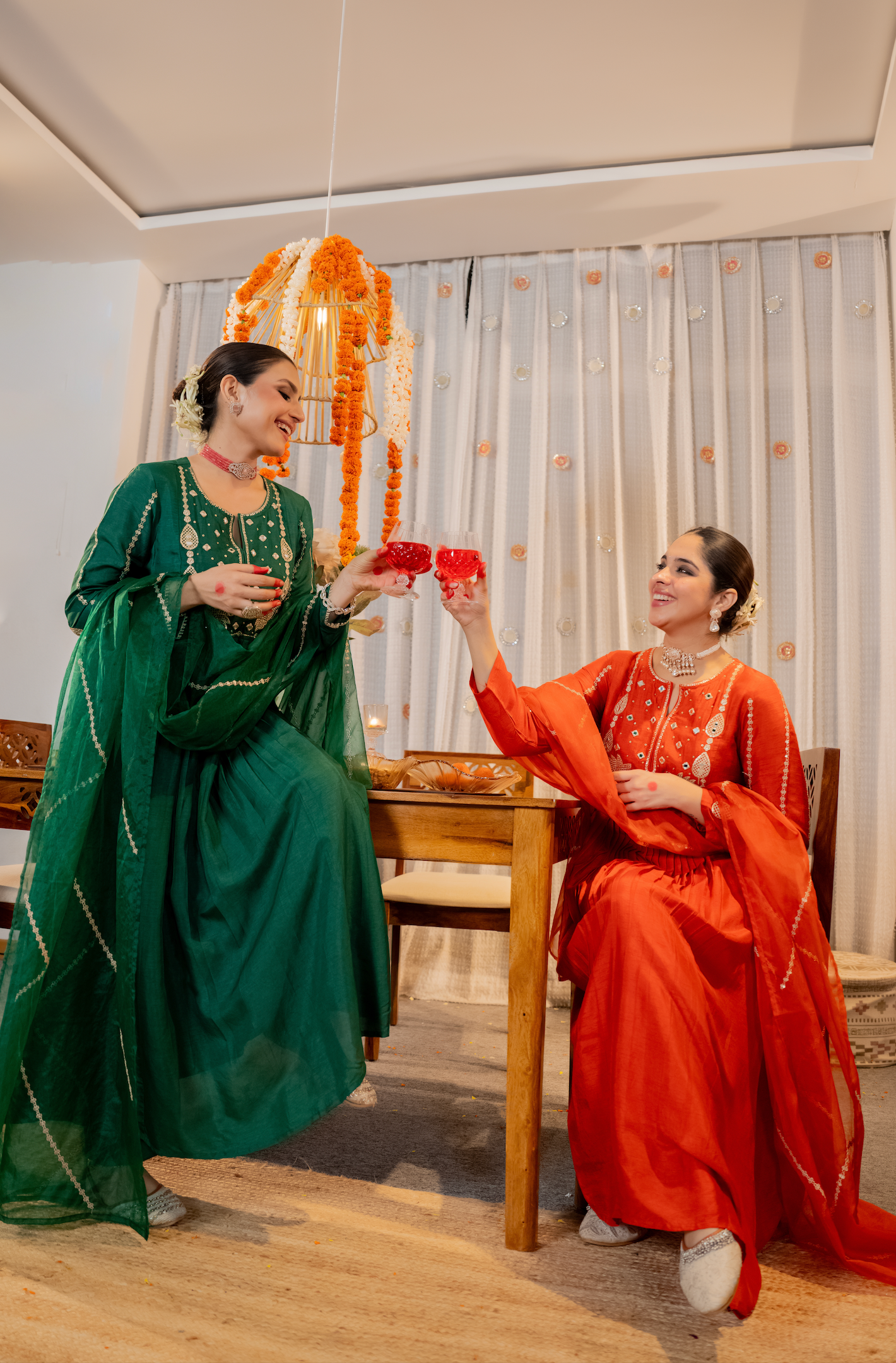 Emerald Bloom Russian Silk Suit Set