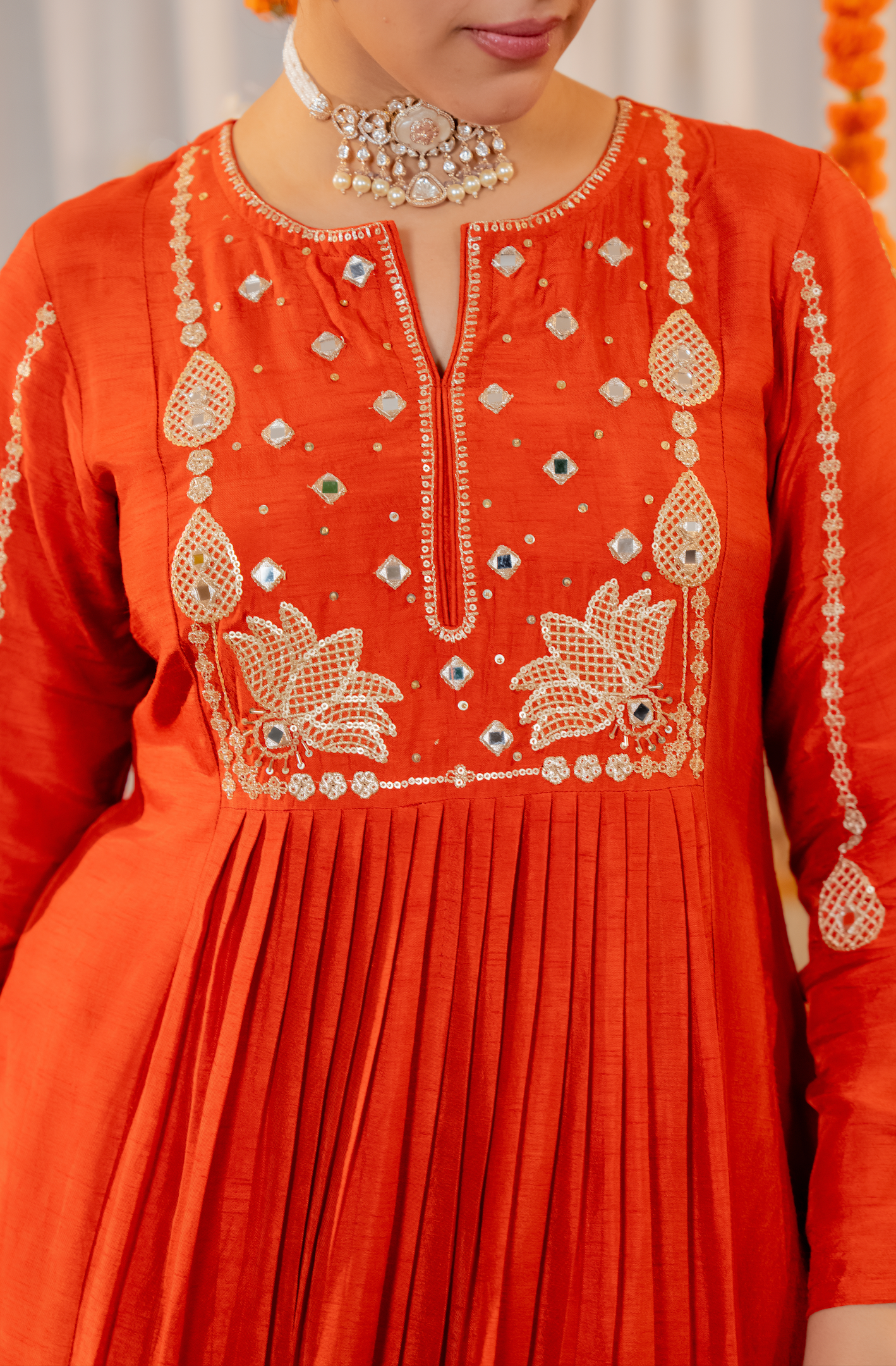 Ruby Flame Russian Silk Suit Set