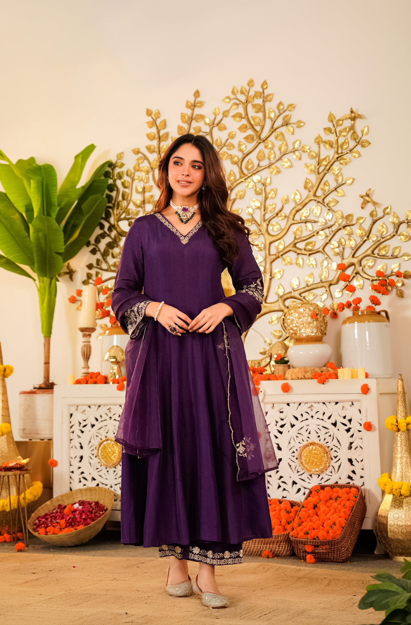 Amethyst Aura Russian Silk Suit Set