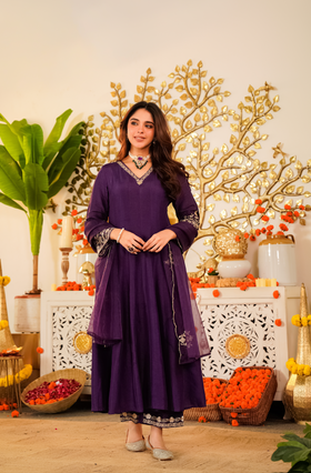 Amethyst Aura Russian Silk Suit Set