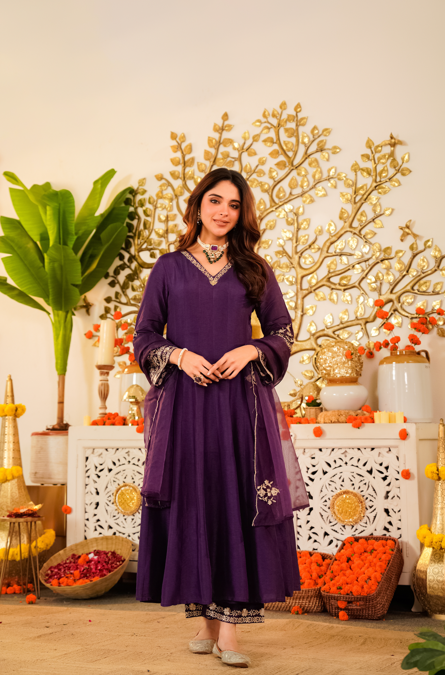 Amethyst Aura Russian Silk Suit Set