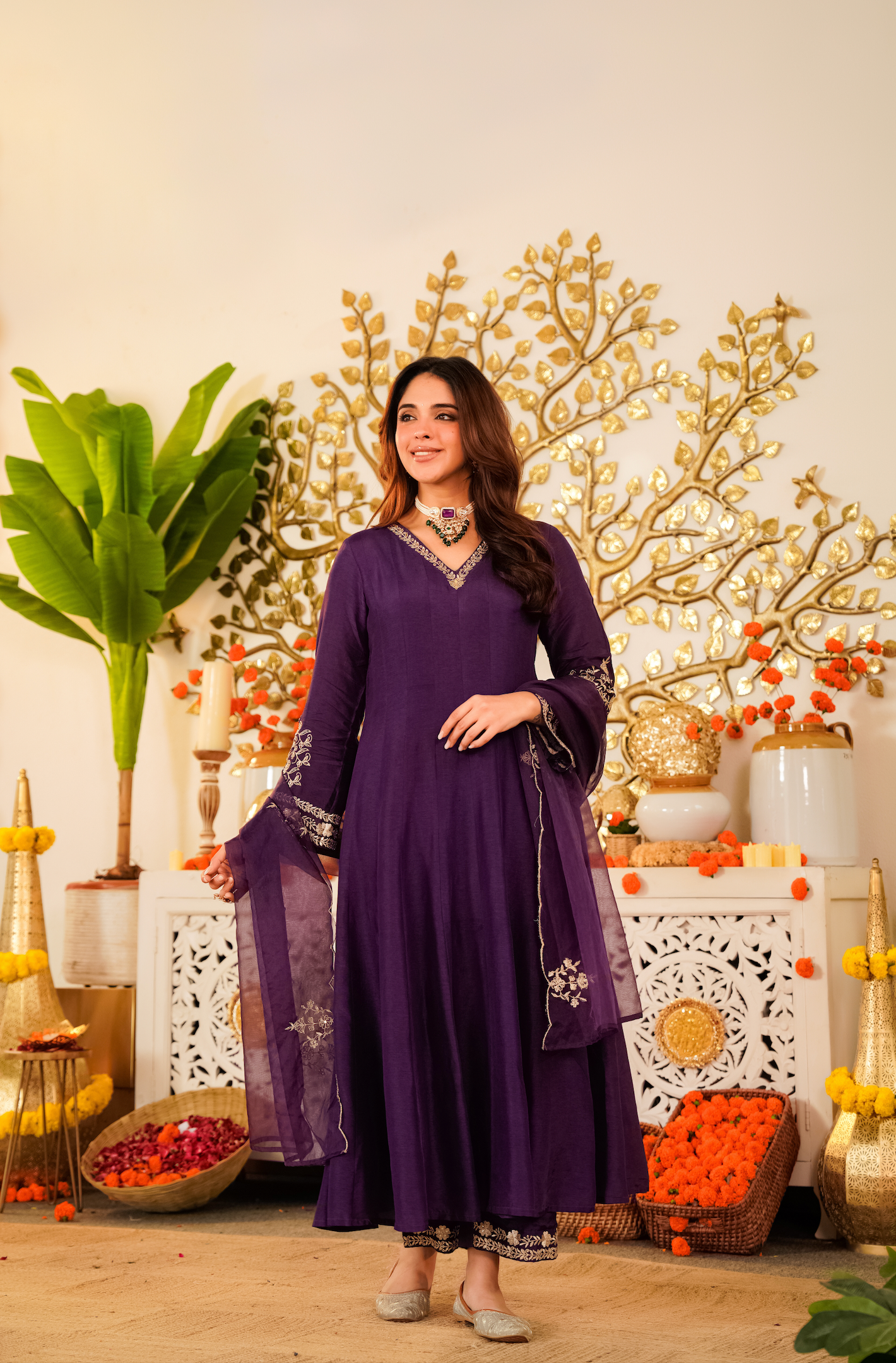 Amethyst Aura Russian Silk Suit Set