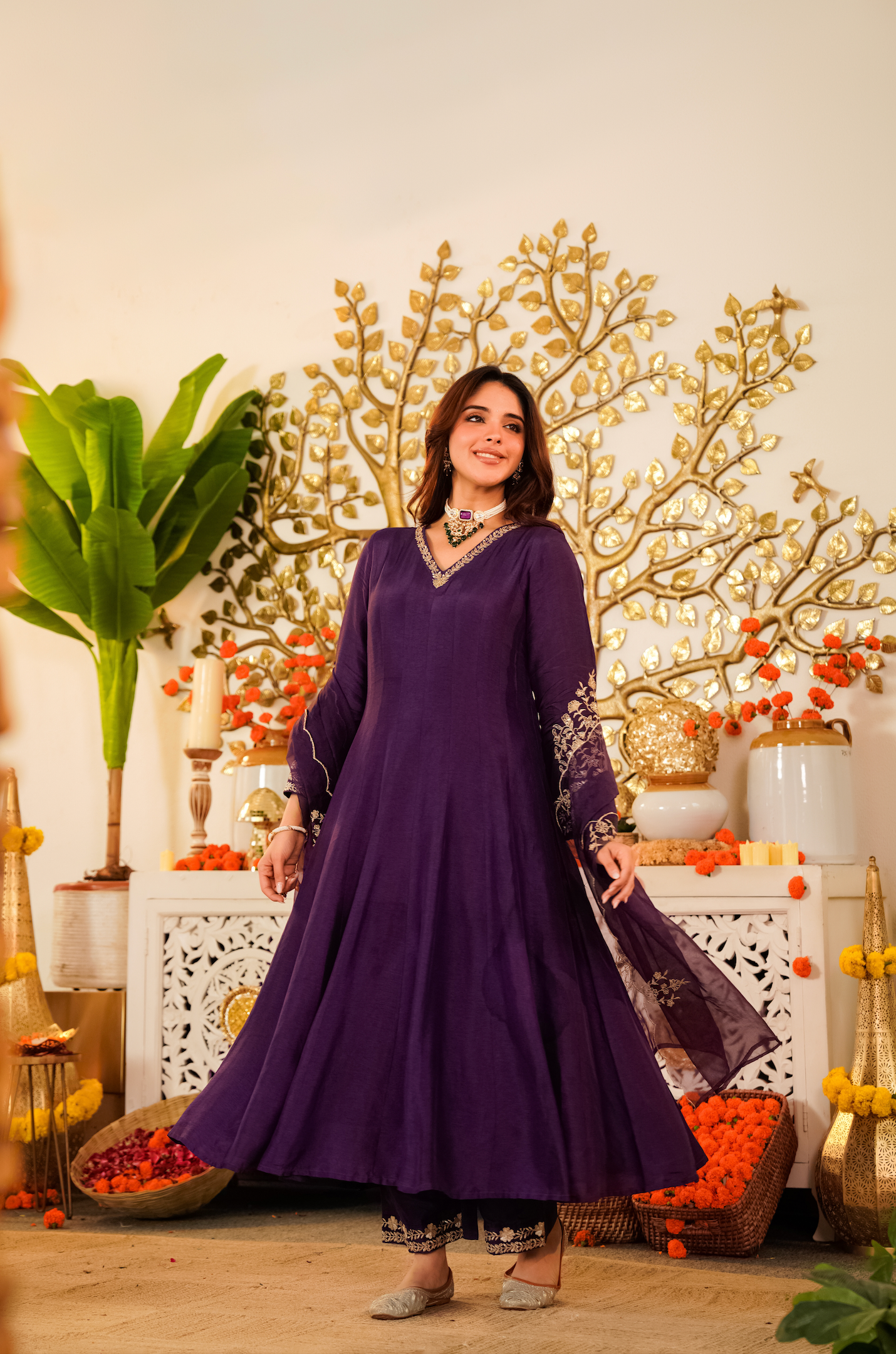 Amethyst Aura Russian Silk Suit Set