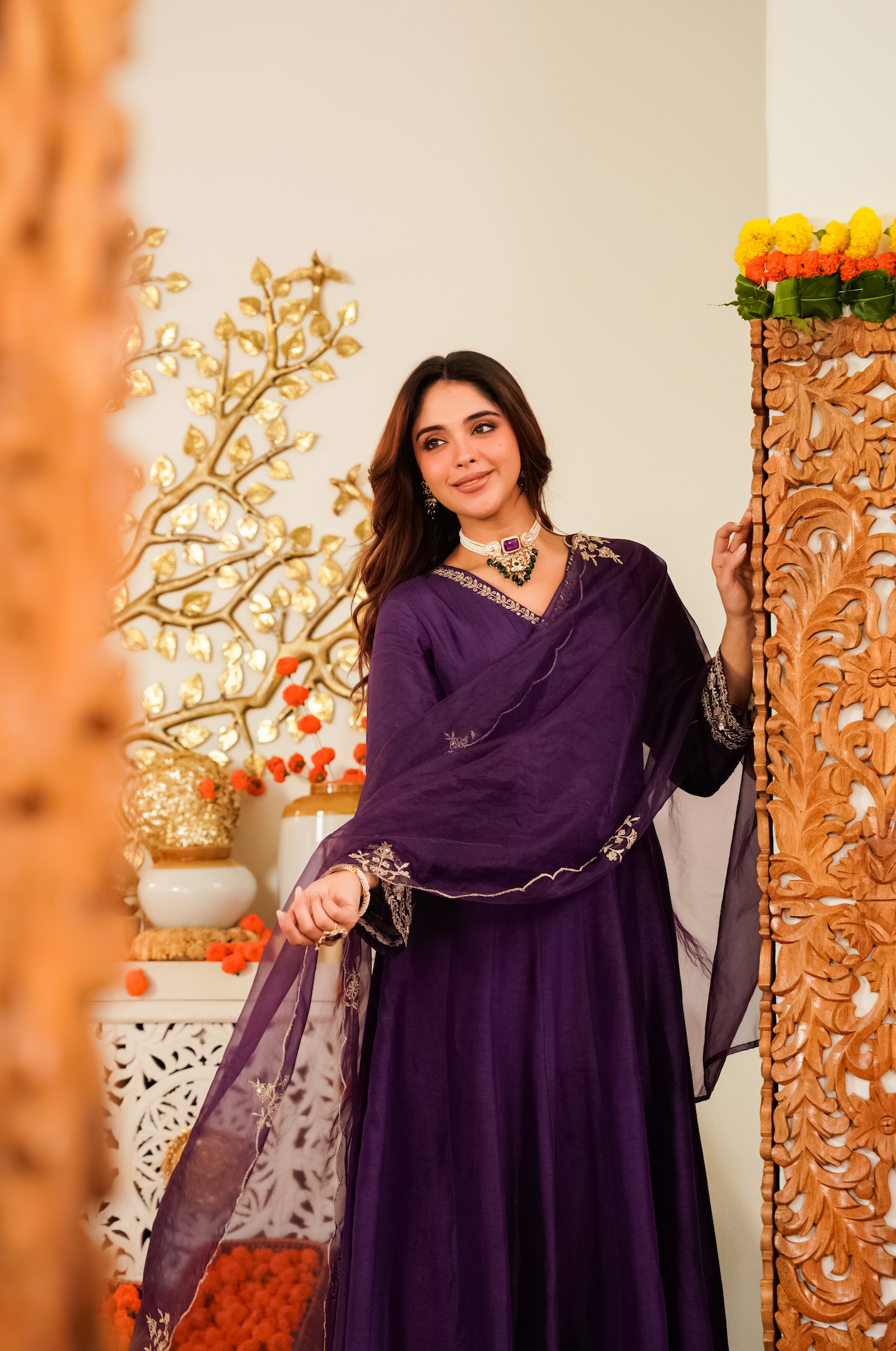 Amethyst Aura Russian Silk Suit Set