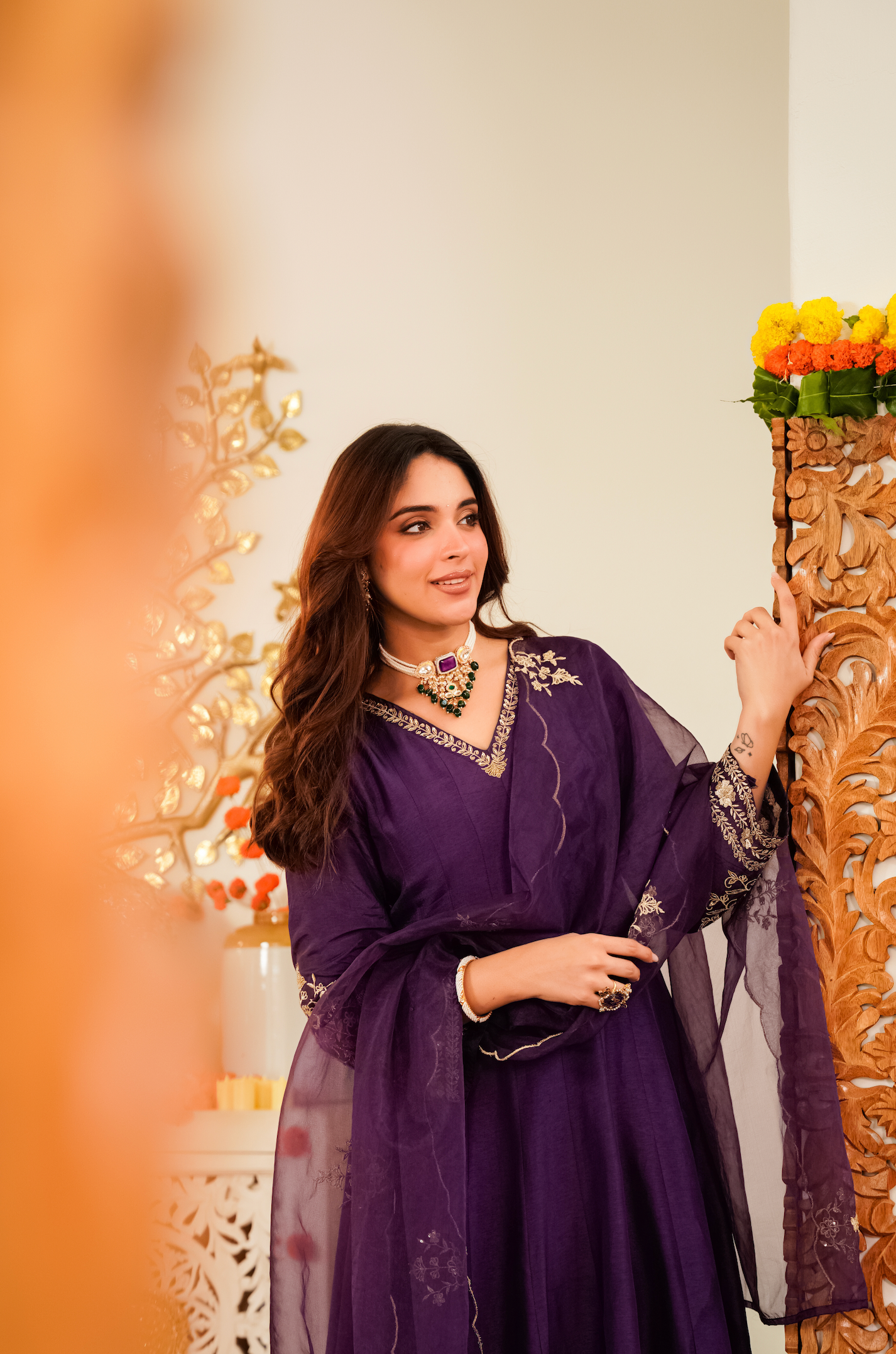 Amethyst Aura Russian Silk Suit Set