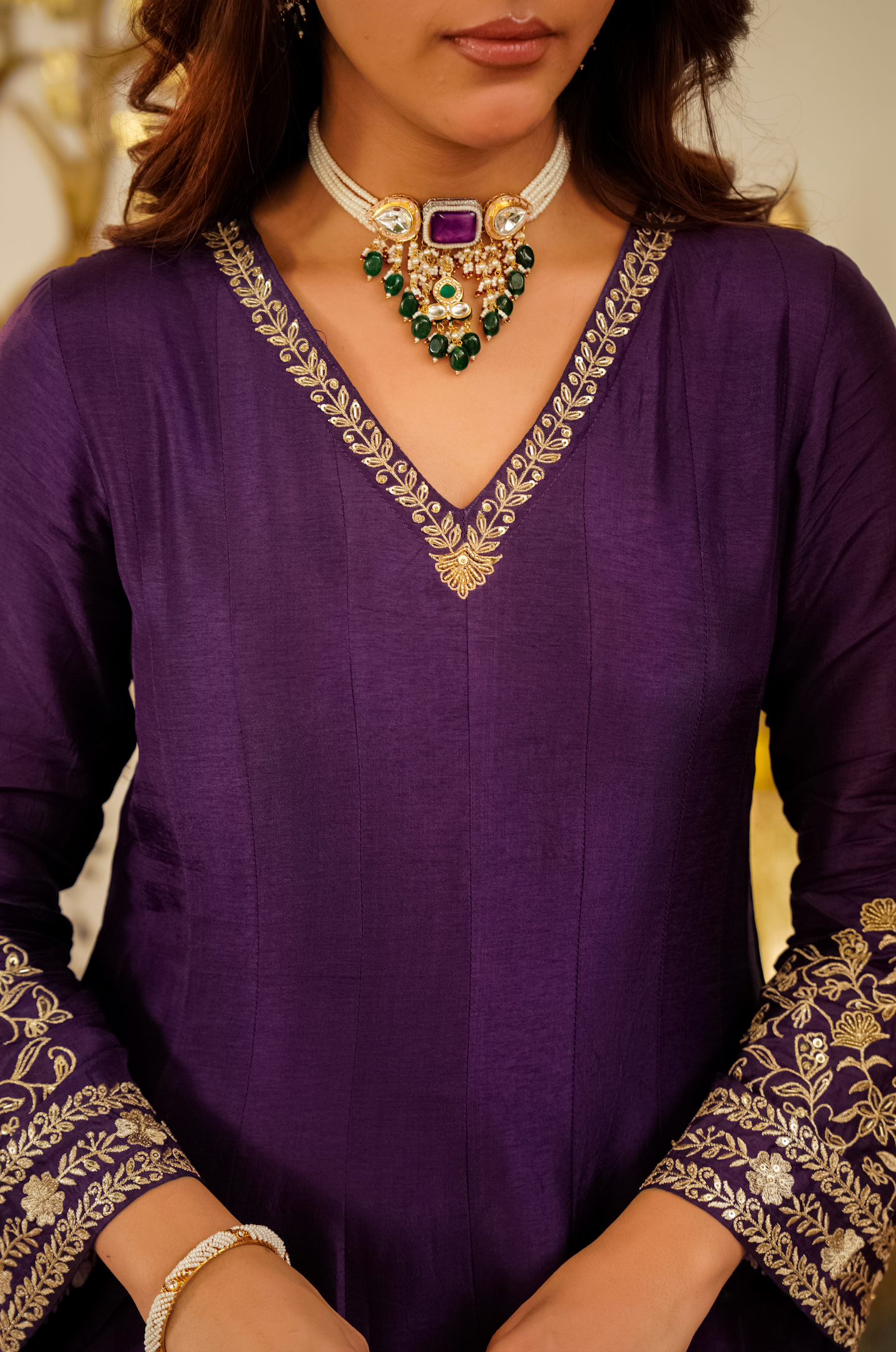Amethyst Aura Russian Silk Suit Set