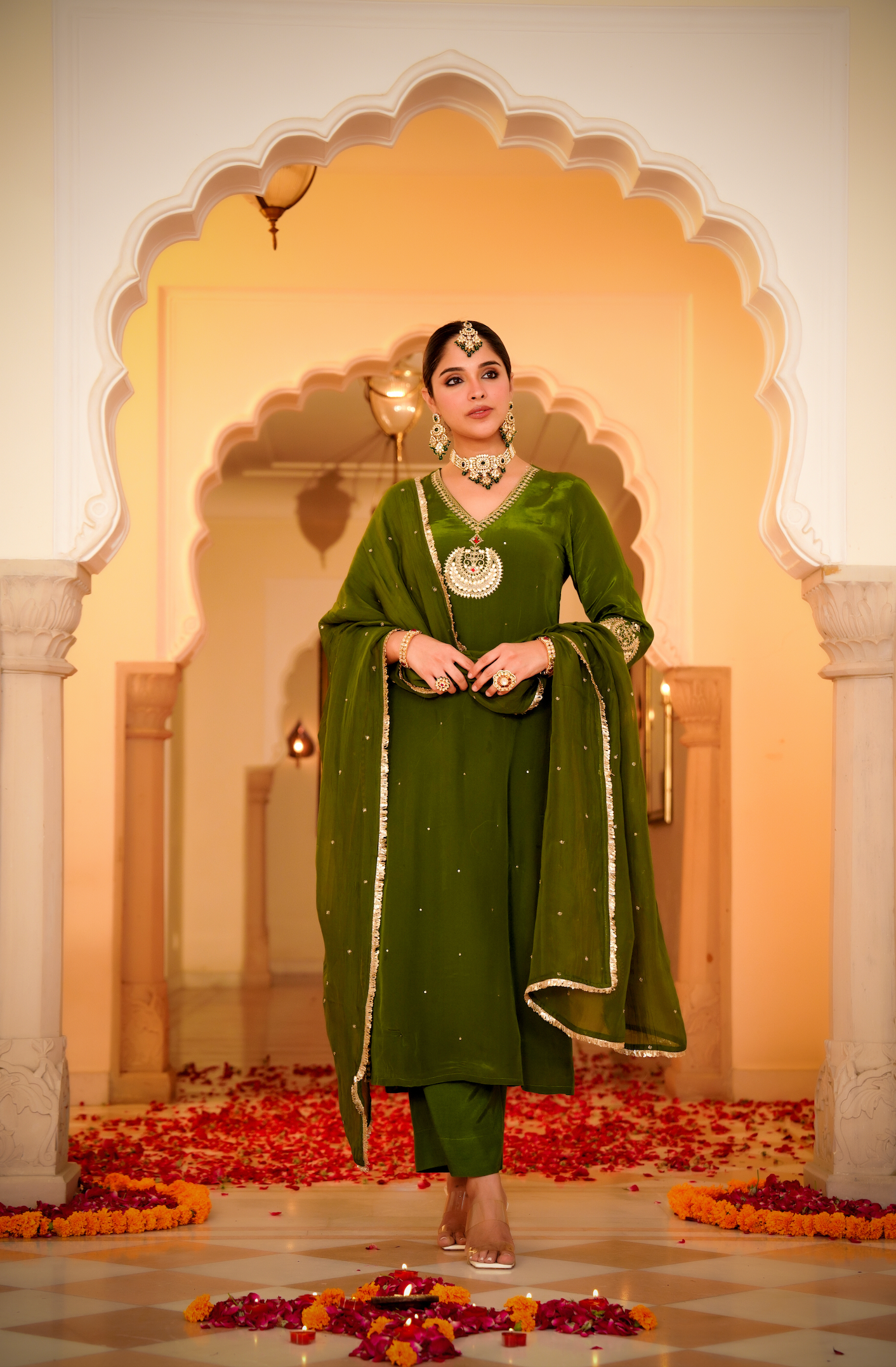 Emerald Grace Crepe Suit Set
