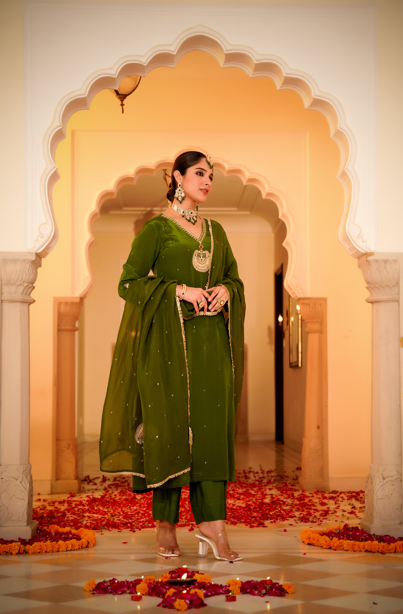 Emerald Grace Crepe Suit Set