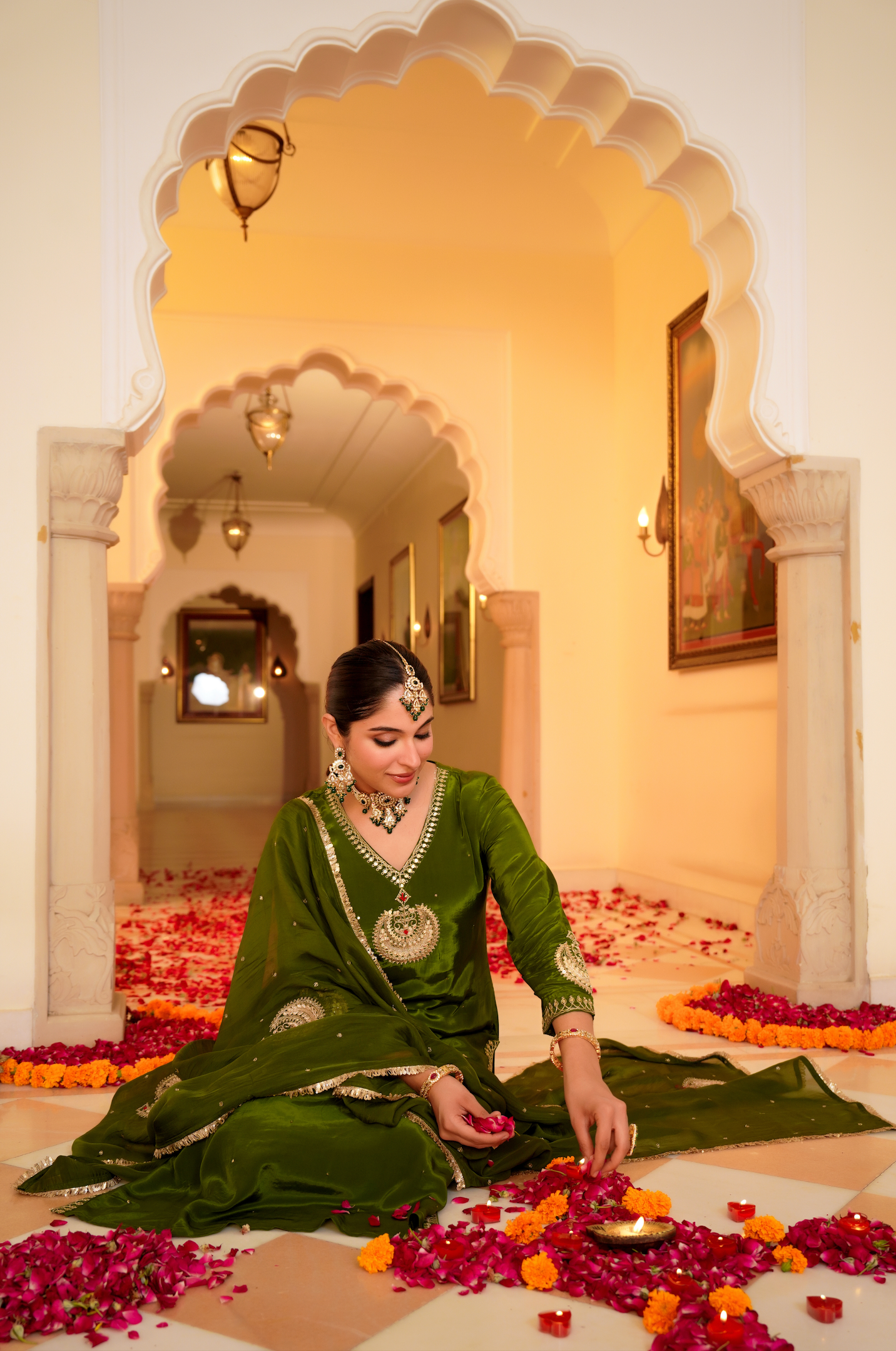 Emerald Grace Crepe Suit Set