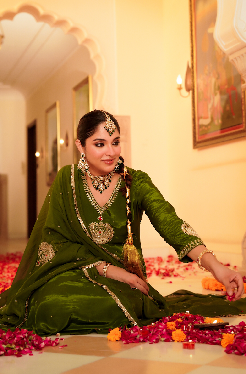 Emerald Grace Crepe Suit Set