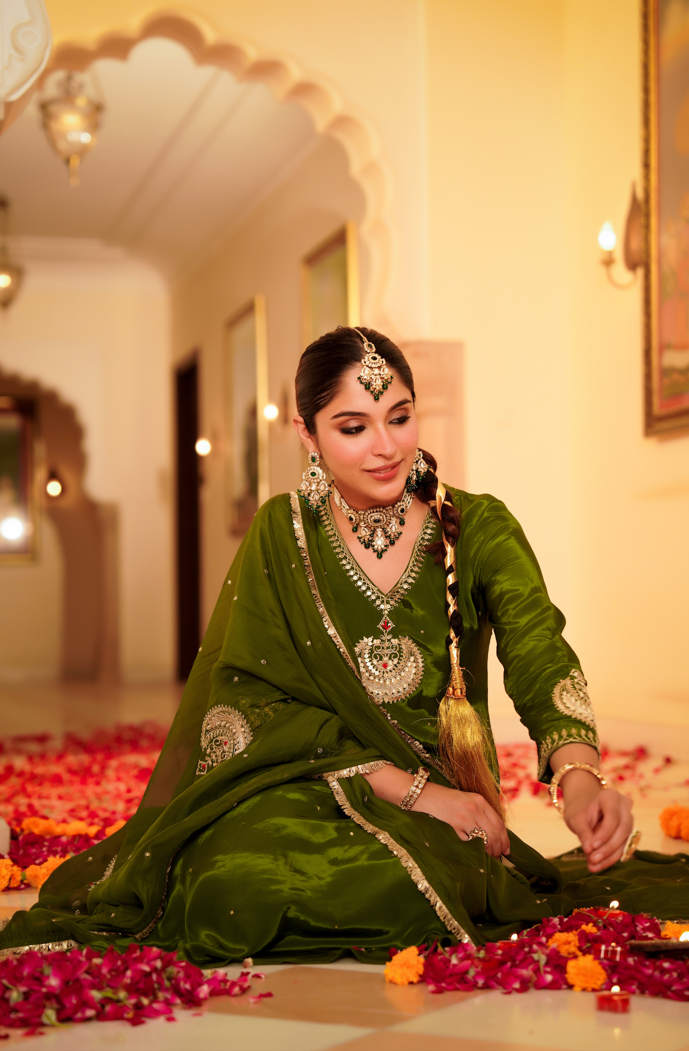 Emerald Grace Crepe Suit Set