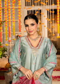 Mint Sage Dola Silk Suit Set