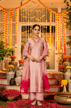 Blush Rose Dola Silk Suit Set