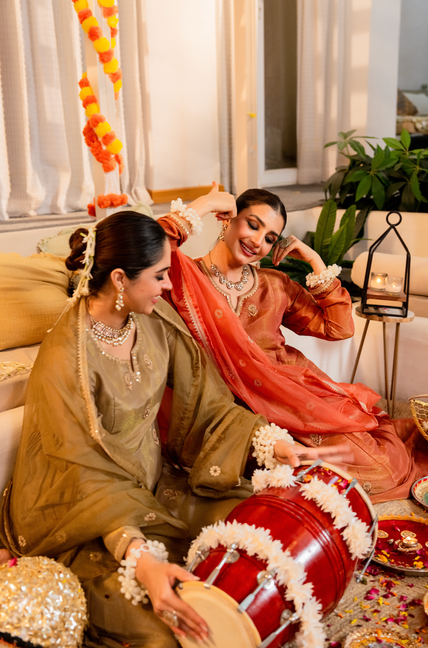 Dusky Gold Nazakat Tissue Suit Set