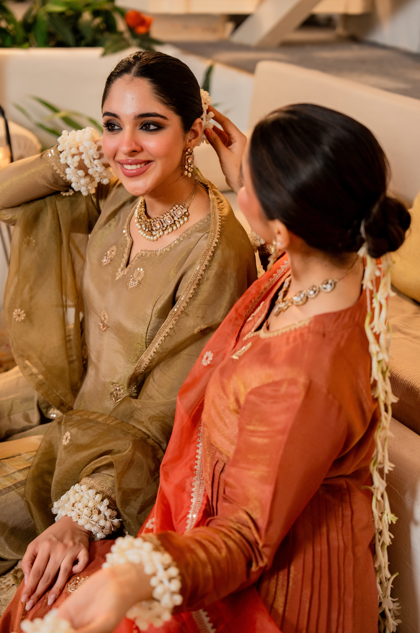 Dusky Gold Nazakat Tissue Suit Set