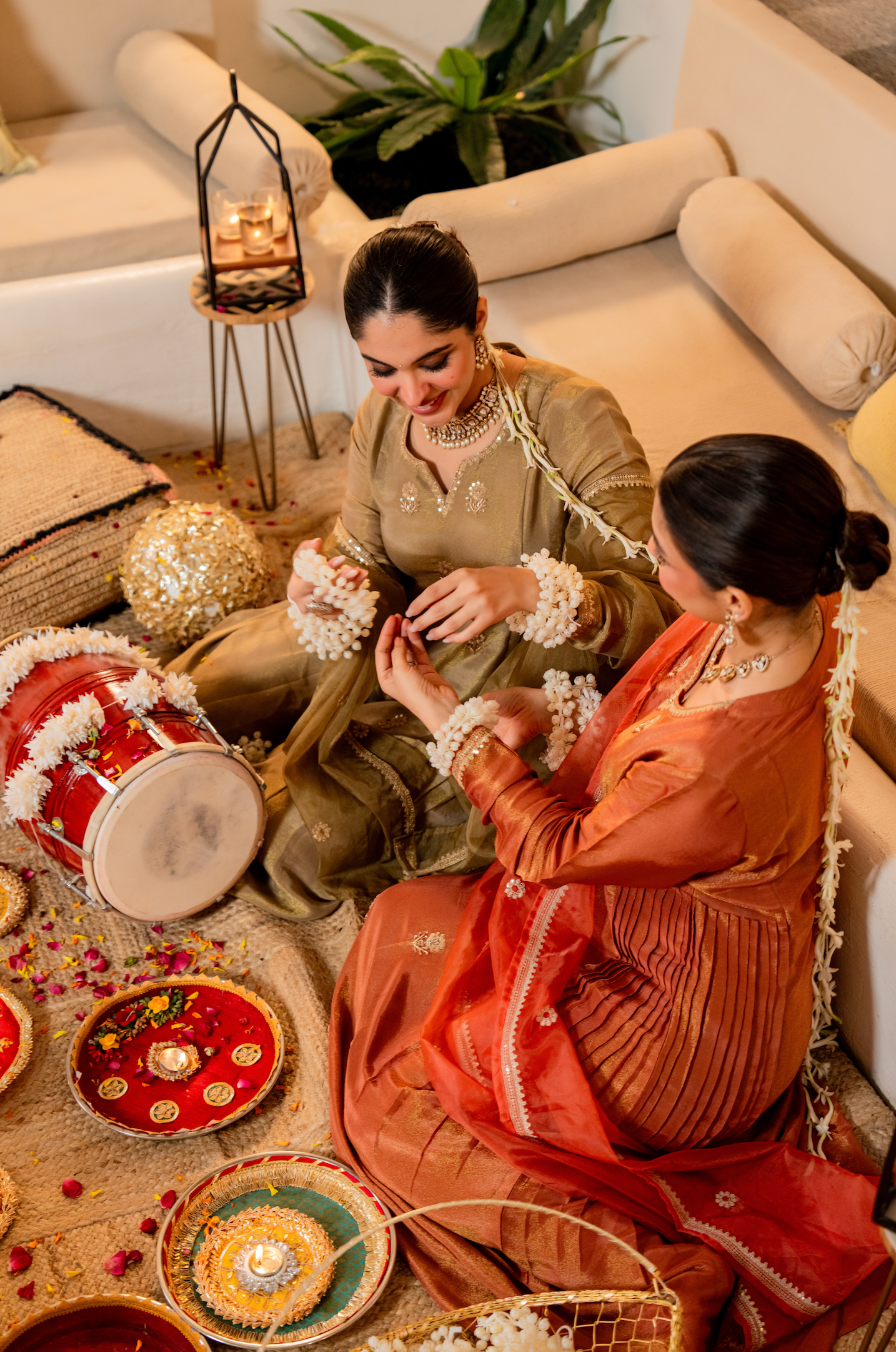 Dusky Gold Nazakat Tissue Suit Set