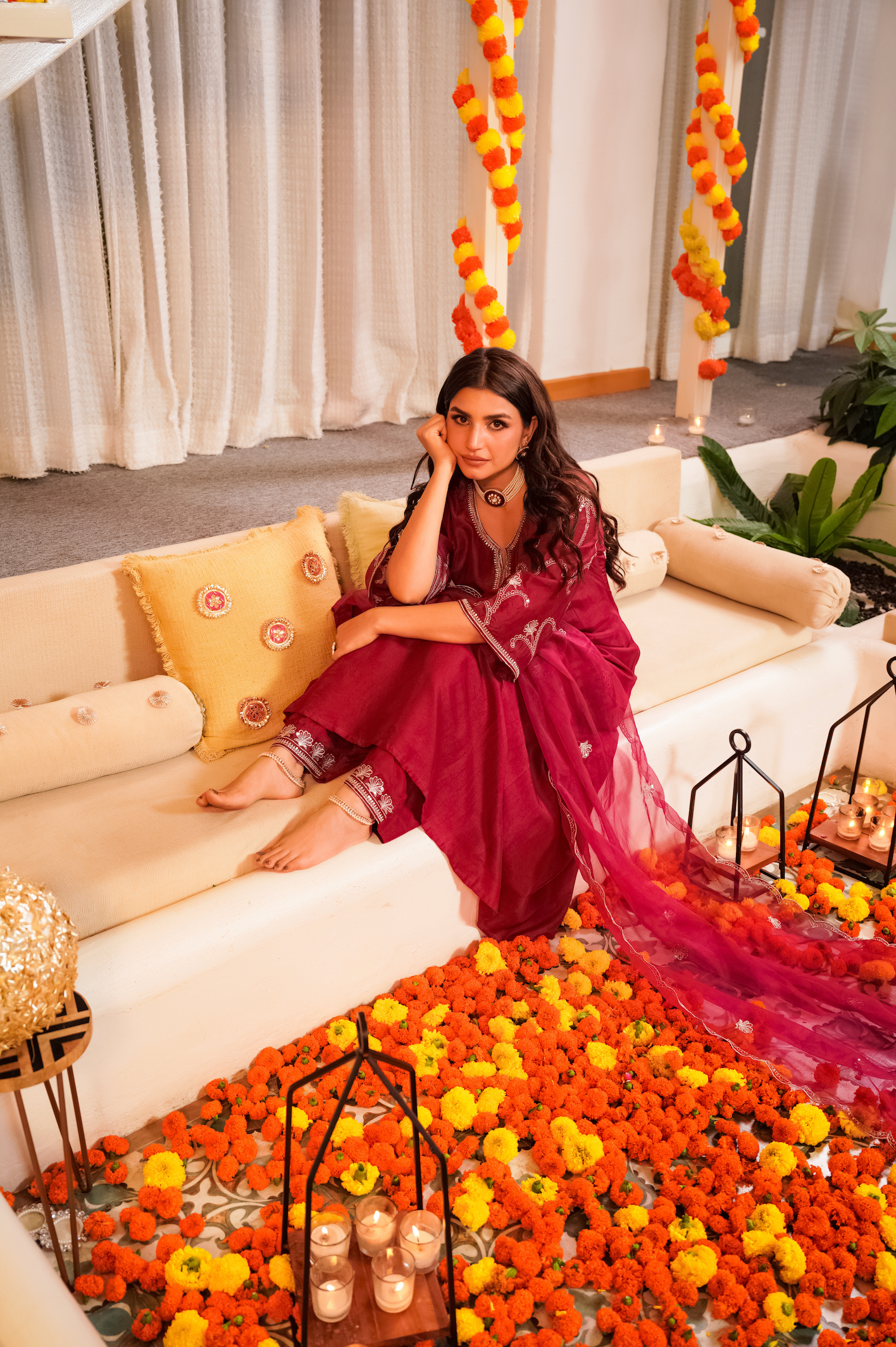 Crimson Royale Silk Suit Set