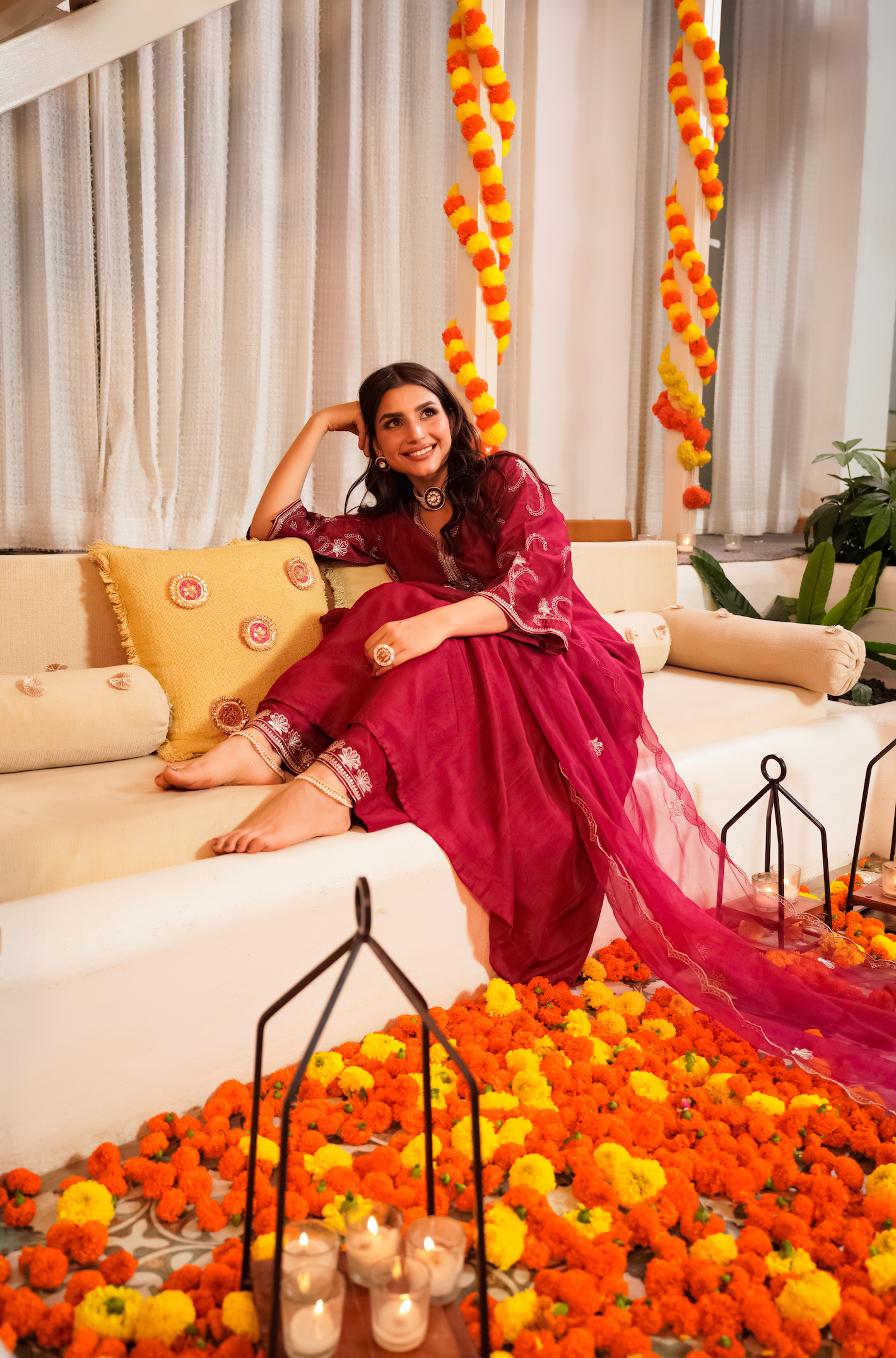 Crimson Royale Silk Suit Set