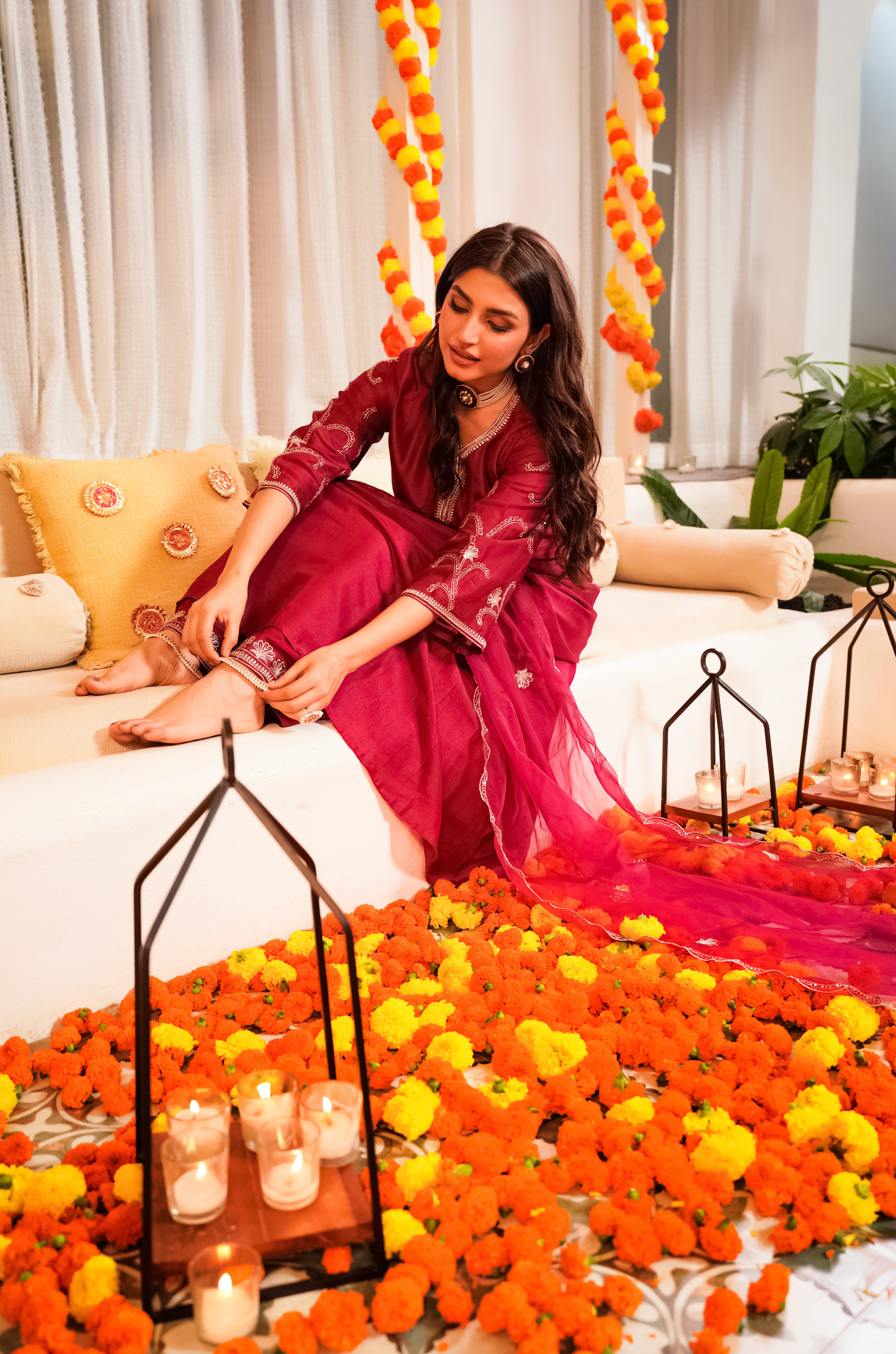 Crimson Royale Silk Suit Set