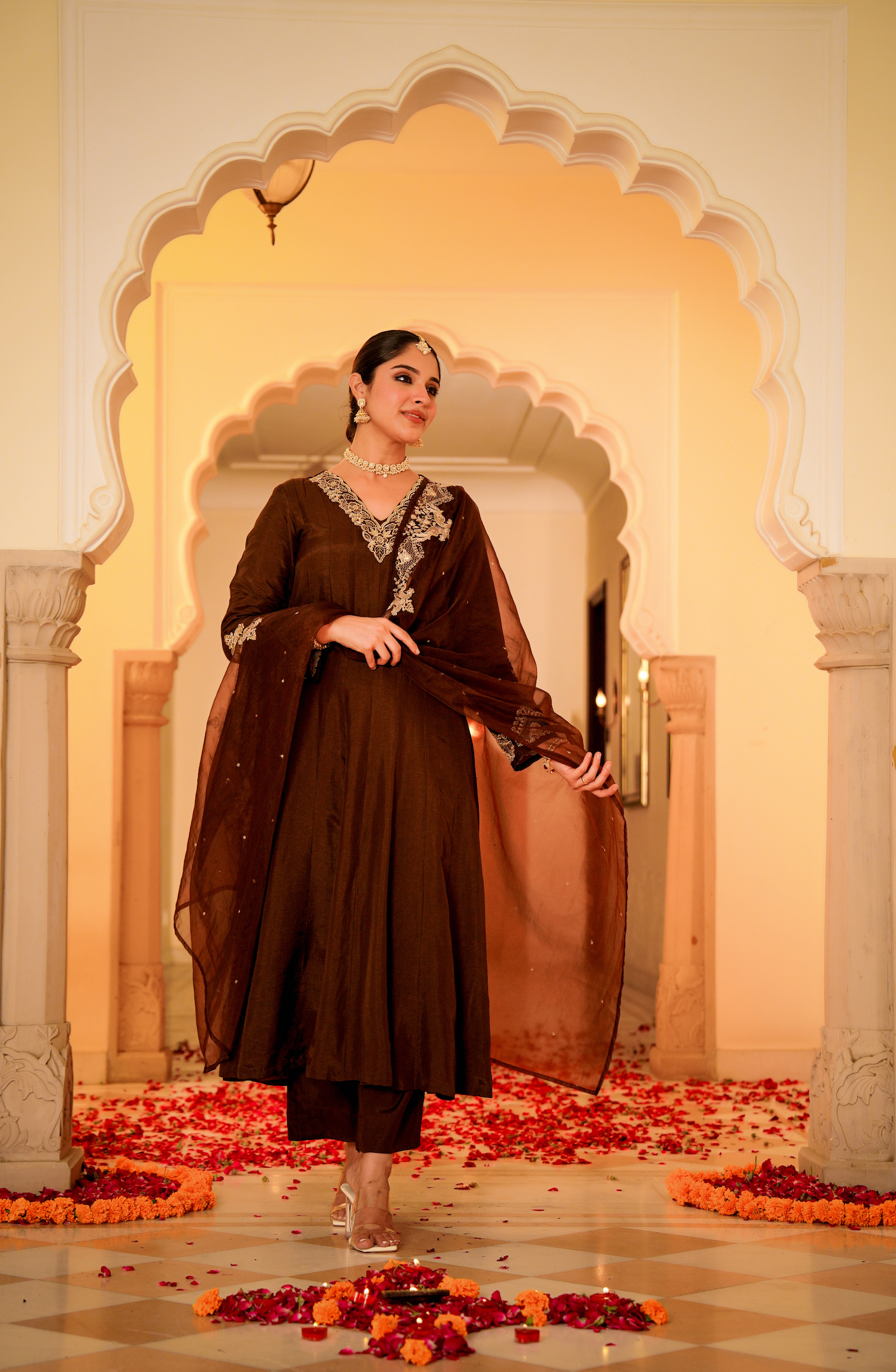 Mocha Royale Russian Silk Suit Set