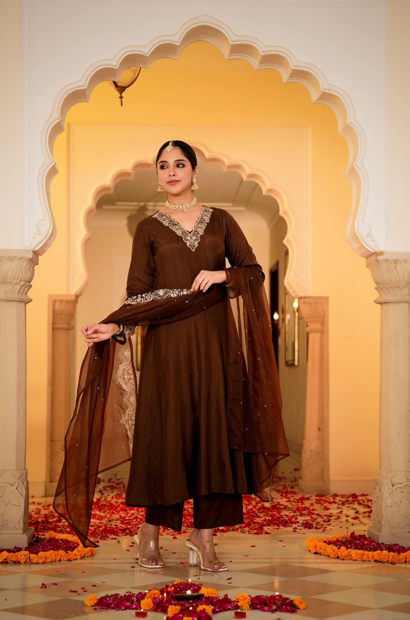 Mocha Royale Russian Silk Suit Set