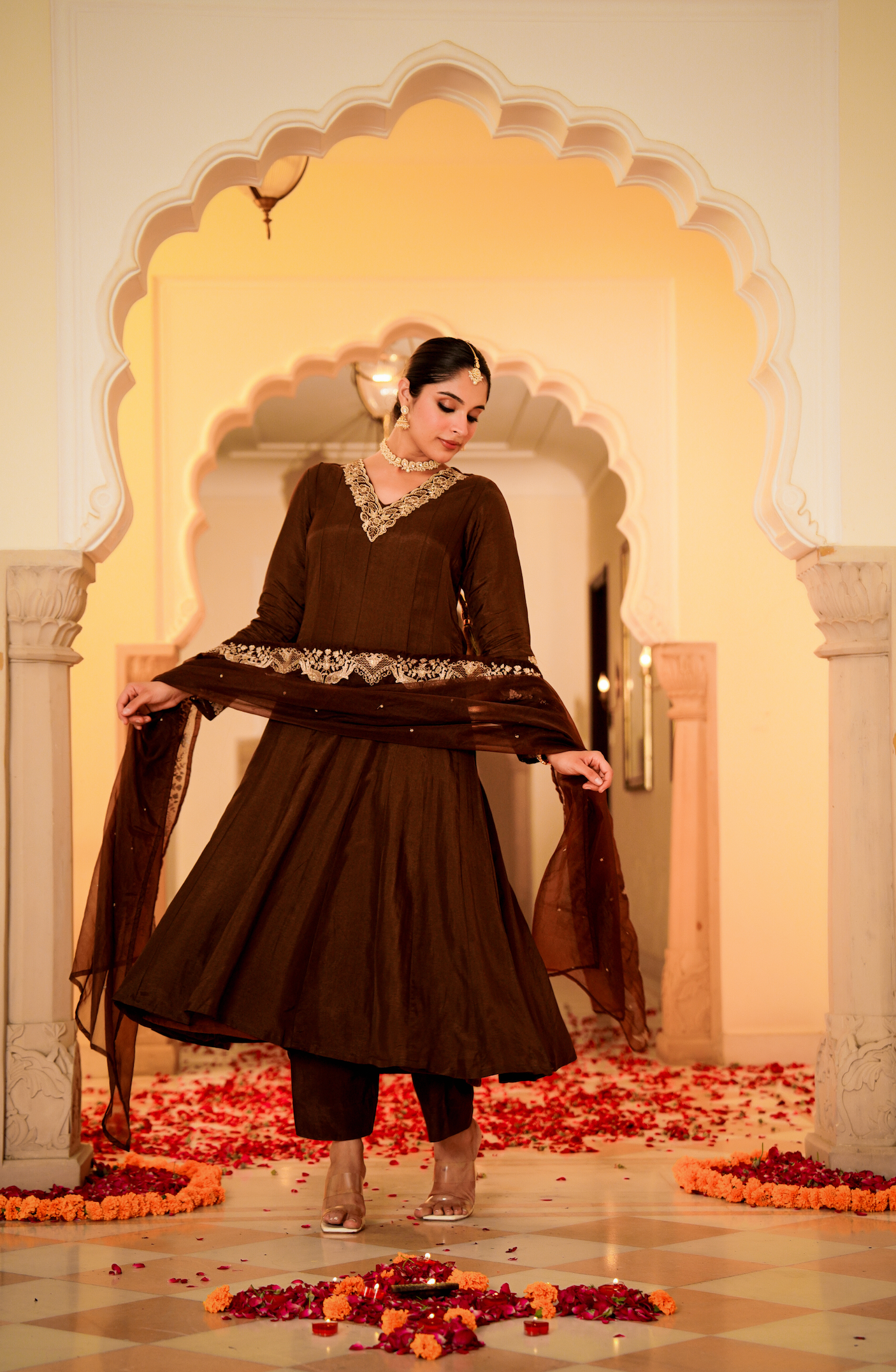 Mocha Royale Russian Silk Suit Set