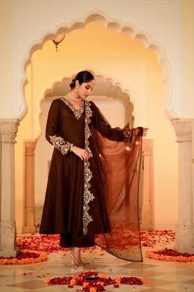 Mocha Royale Russian Silk Suit Set