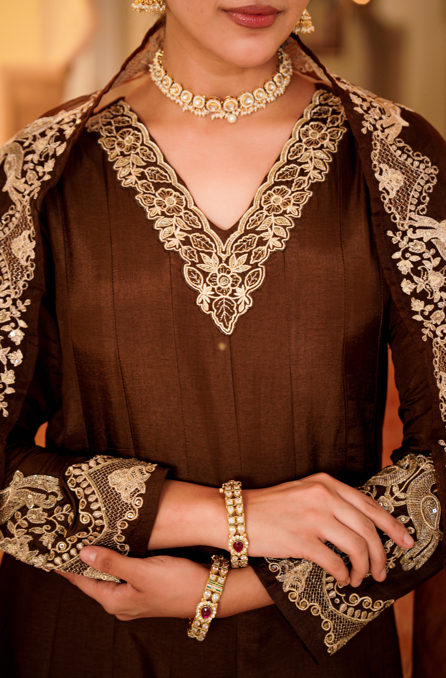 Mocha Royale Russian Silk Suit Set