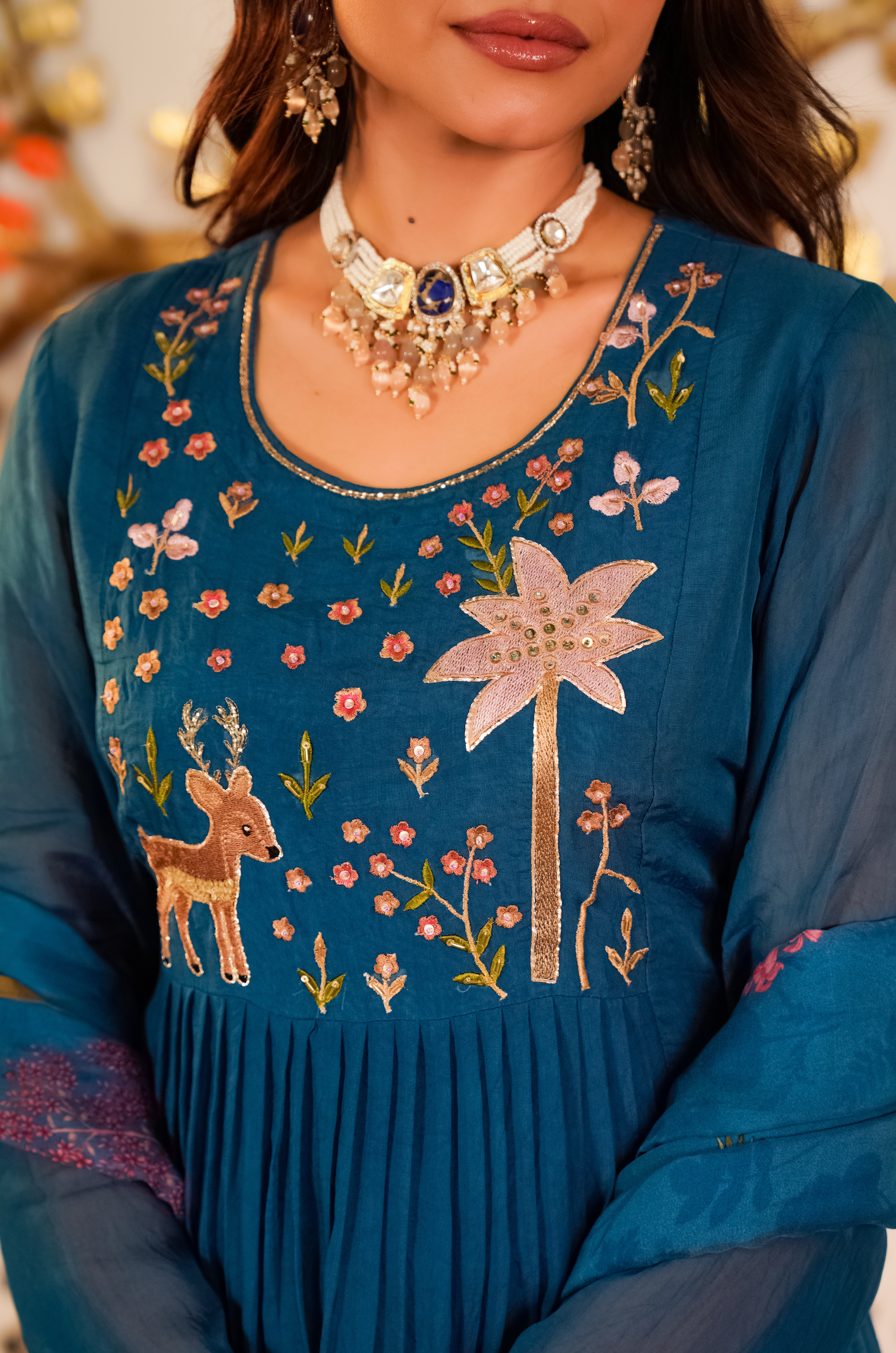 Teal Ethereal Organza Suit Set